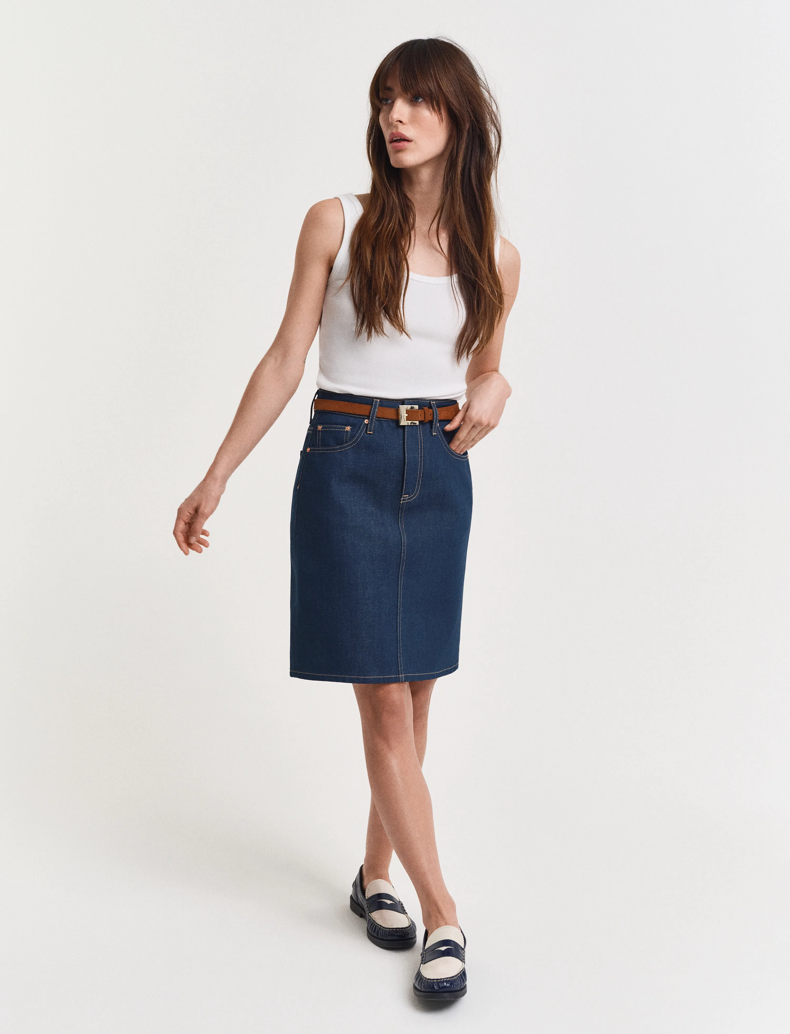 Gant Denim Skirt, 34, Navy, Nederdele > Denim Nederdele, Dame