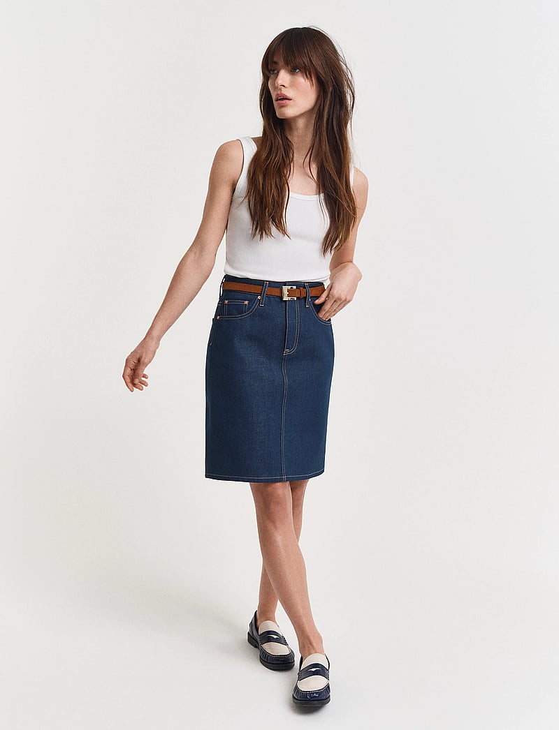 GANT - DENIM SKIRT - denimnederdele - mid blue - 0