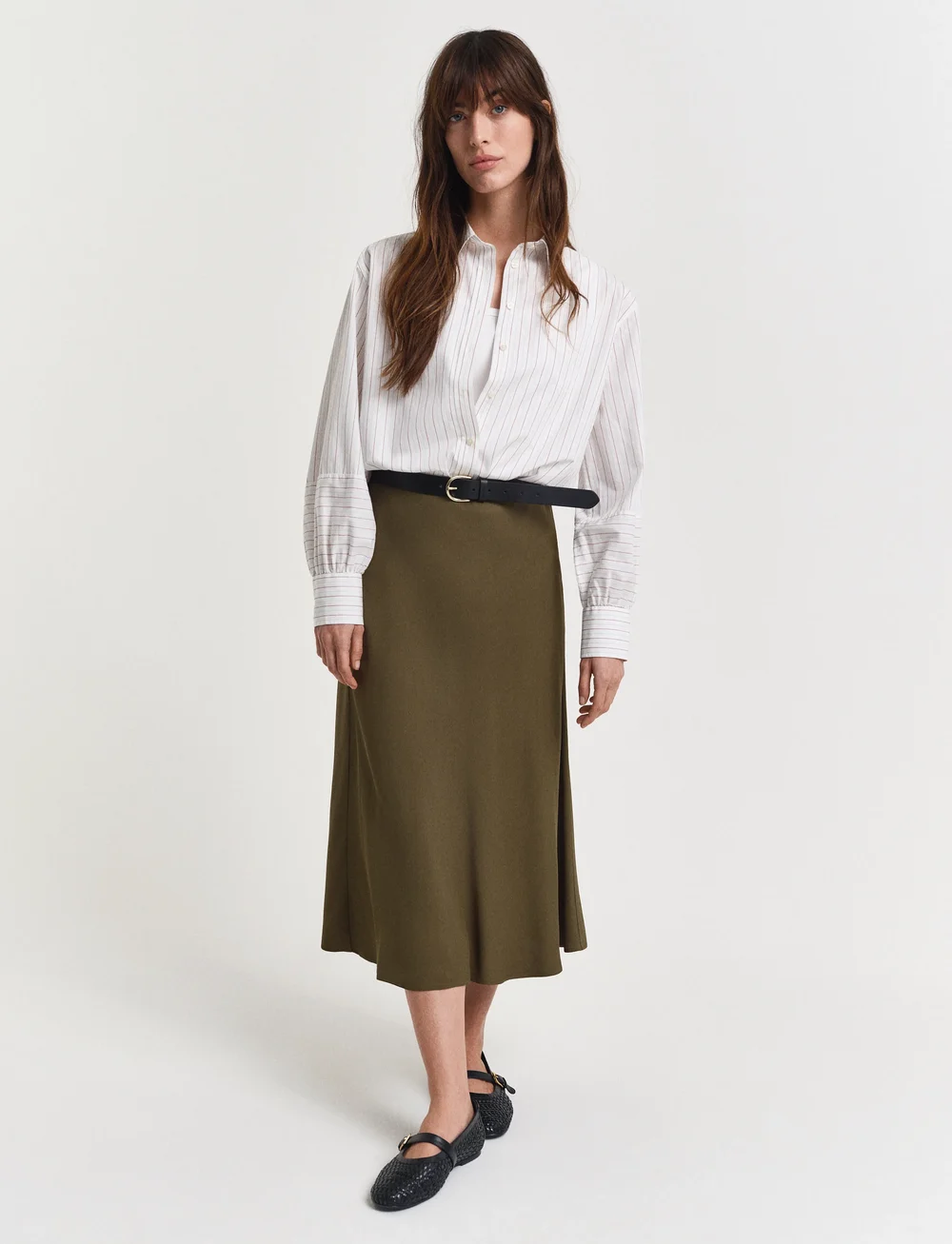 GANT - FLUID MIDI SKIRT - midiseelikud - moss green - 0