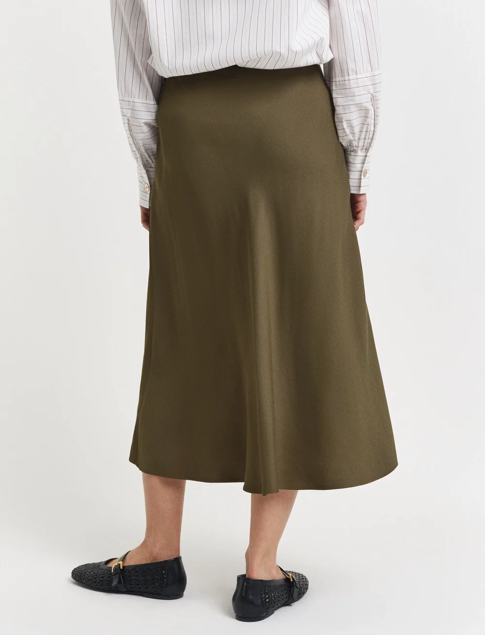 GANT - FLUID MIDI SKIRT - midiseelikud - moss green - 2