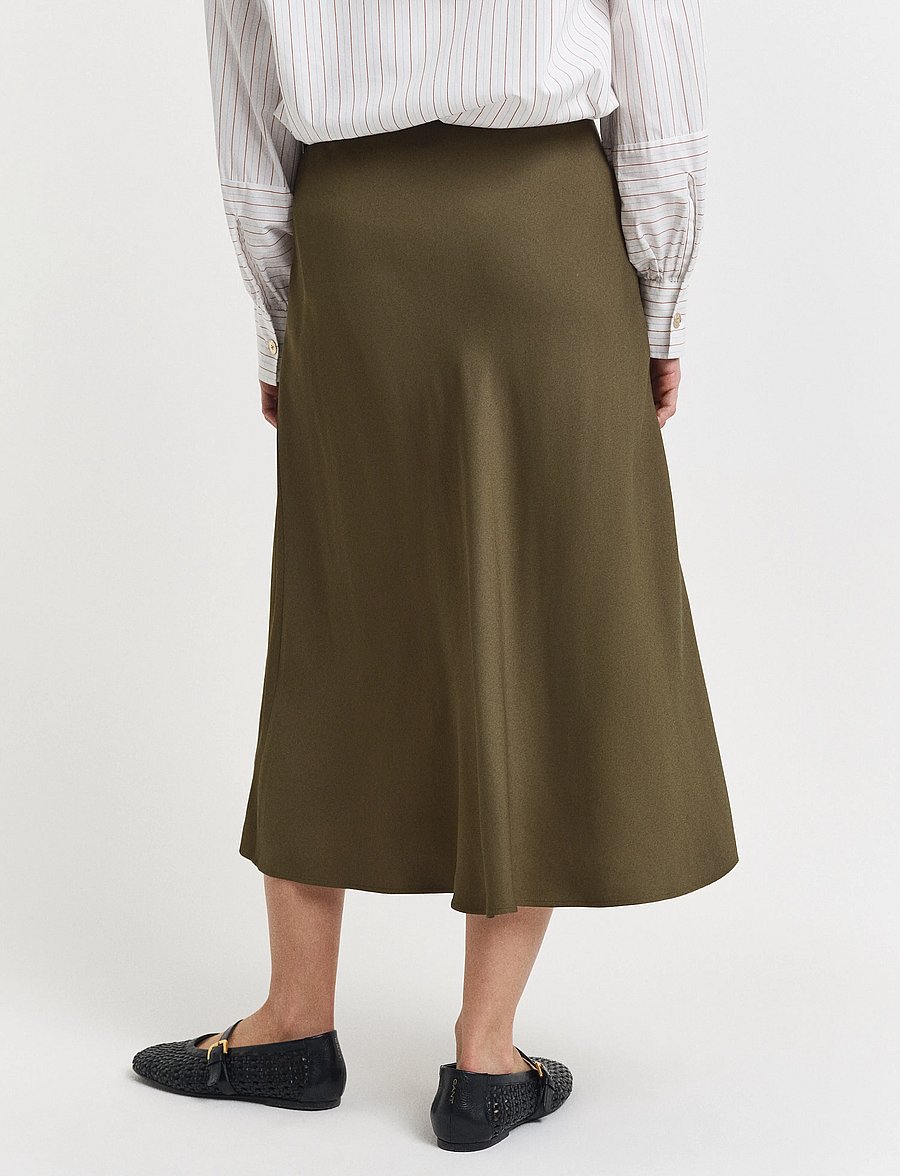Gant - FLUID MIDI SKIRT - midi-röcke - moss green - 2