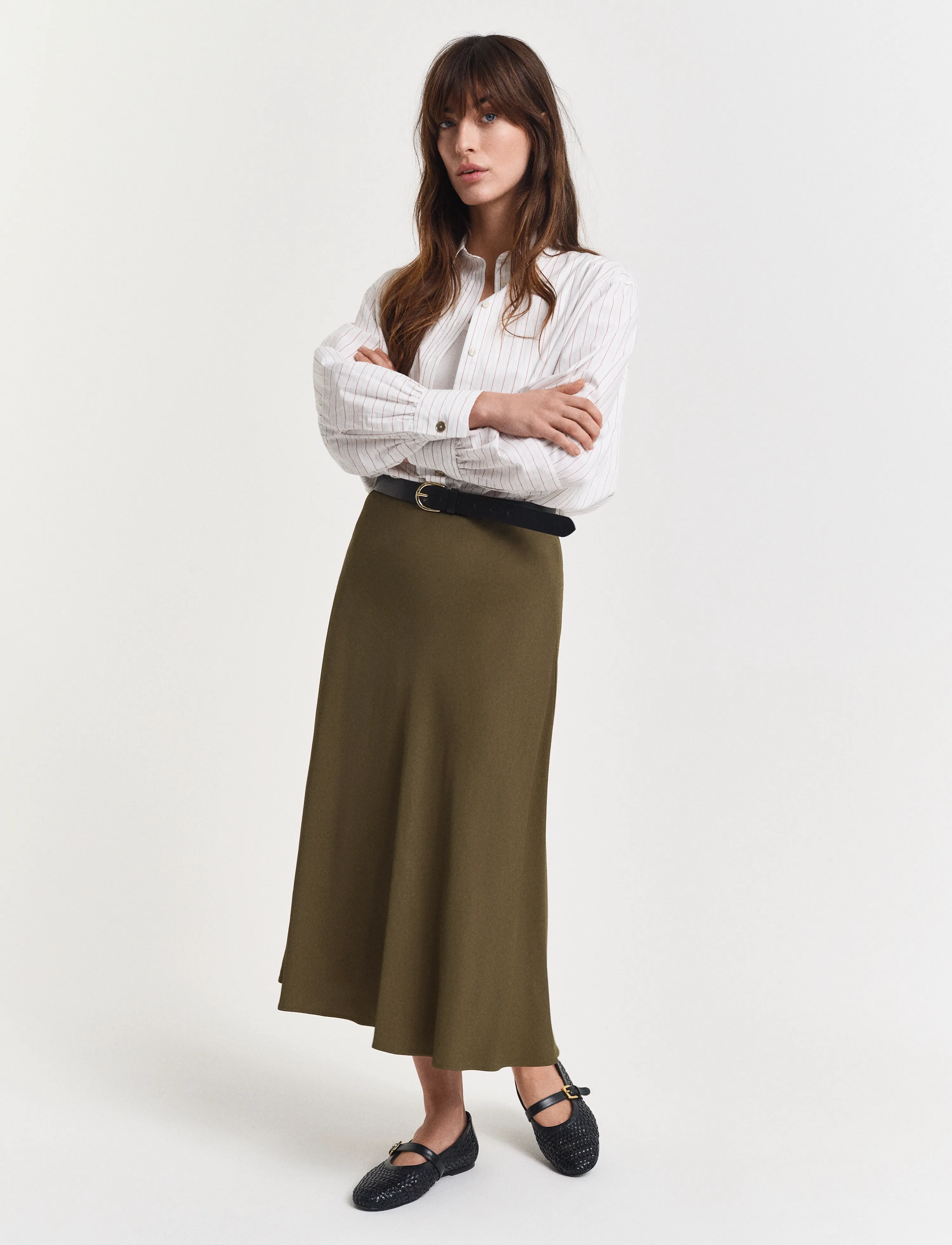 Gant - FLUID MIDI SKIRT - midi skirts - moss green - 4