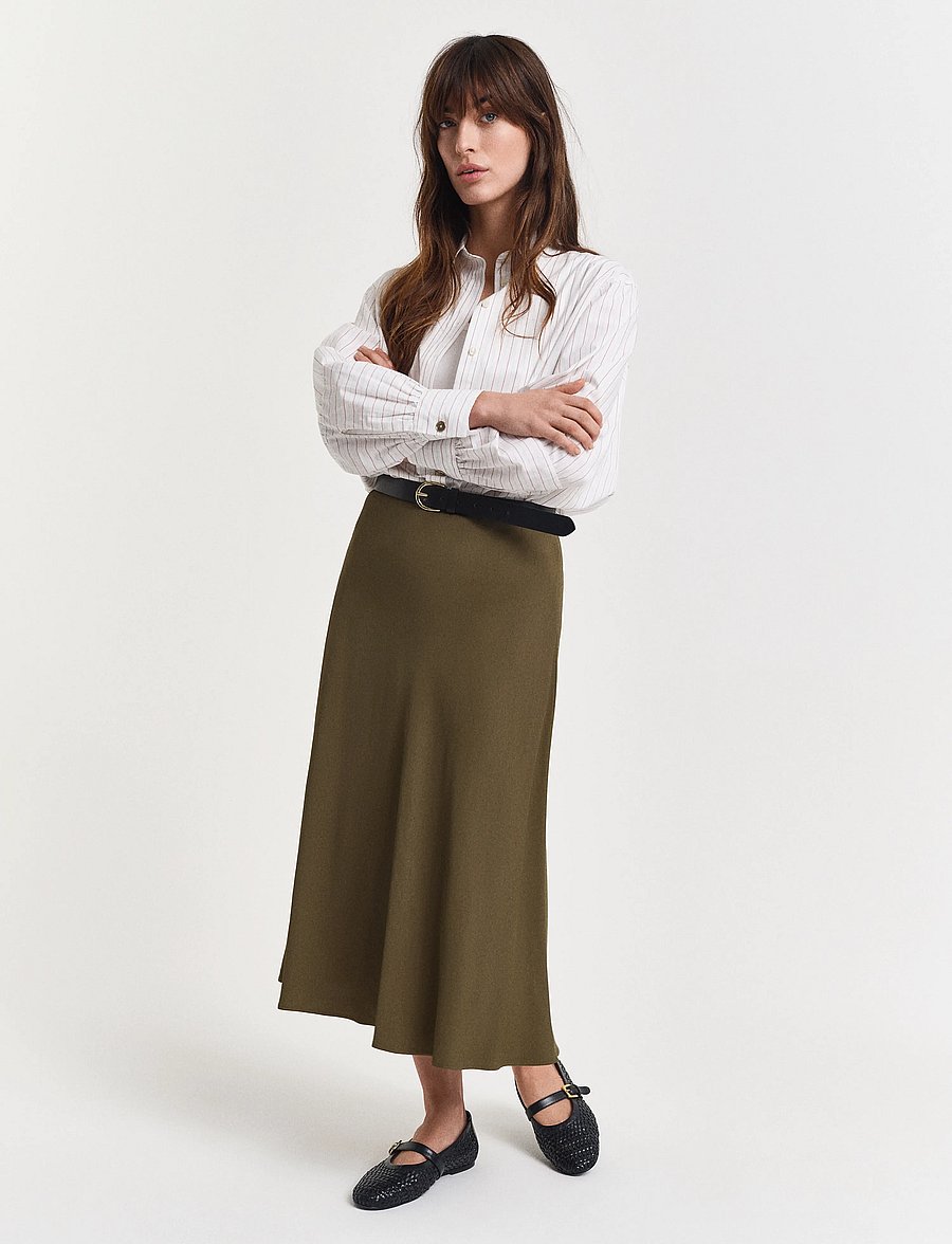 Gant - FLUID MIDI SKIRT - midi-röcke - moss green - 4