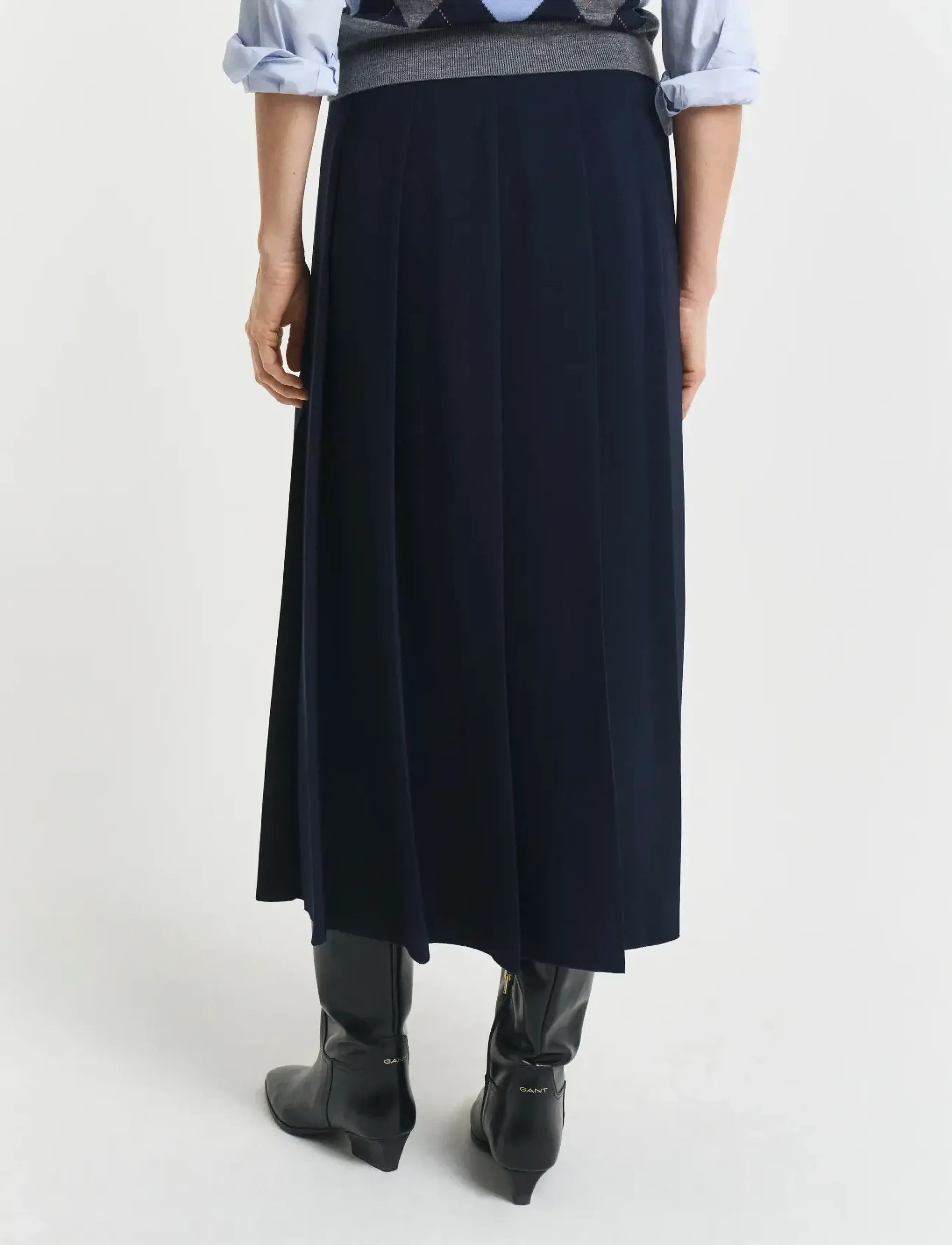 Gant - WIDE PLEATED MIDI SKIRT - vidutinio ilgio sijonai - evening blue - 2
