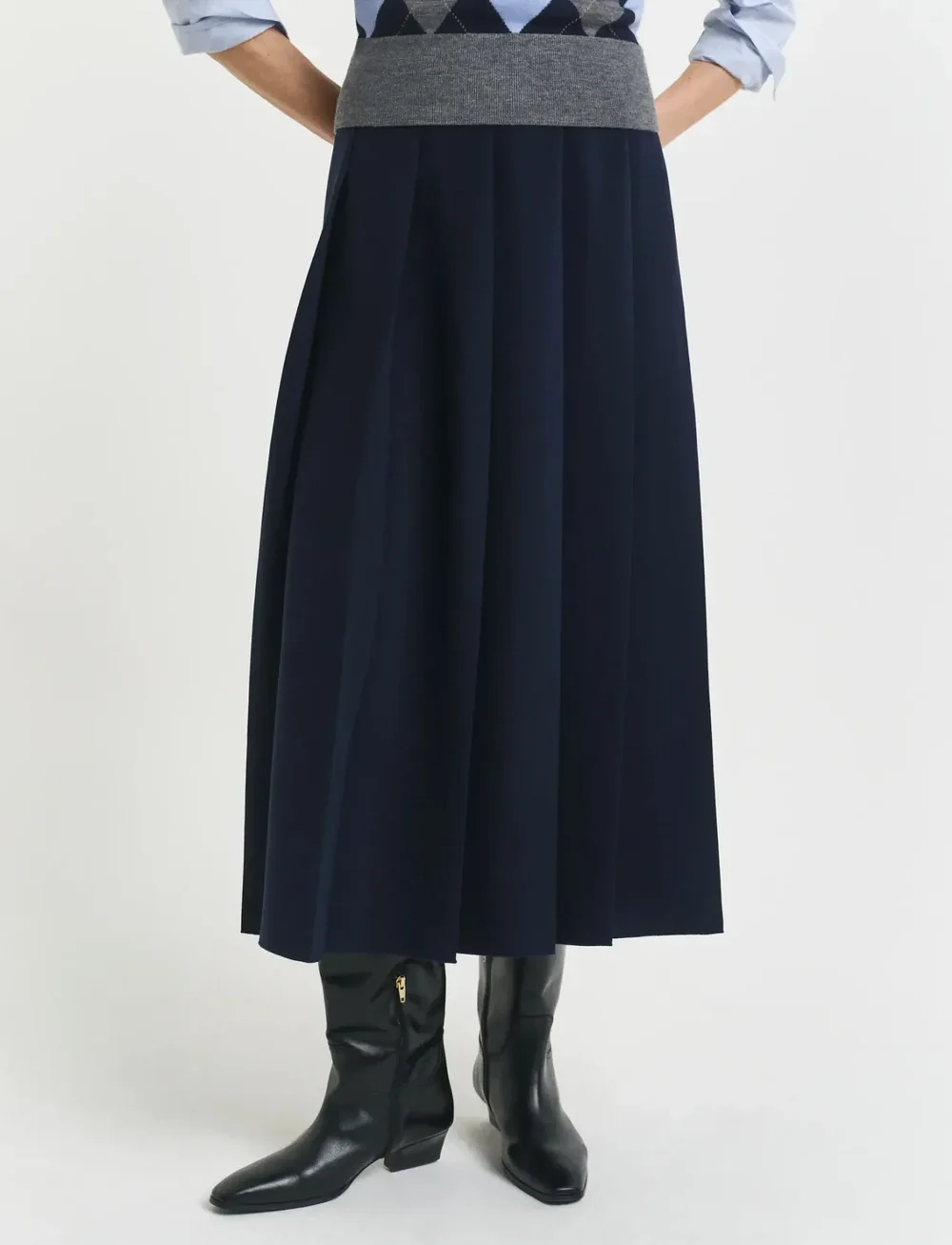 GANT - WIDE PLEATED MIDI SKIRT - midi-röcke - evening blue - 3