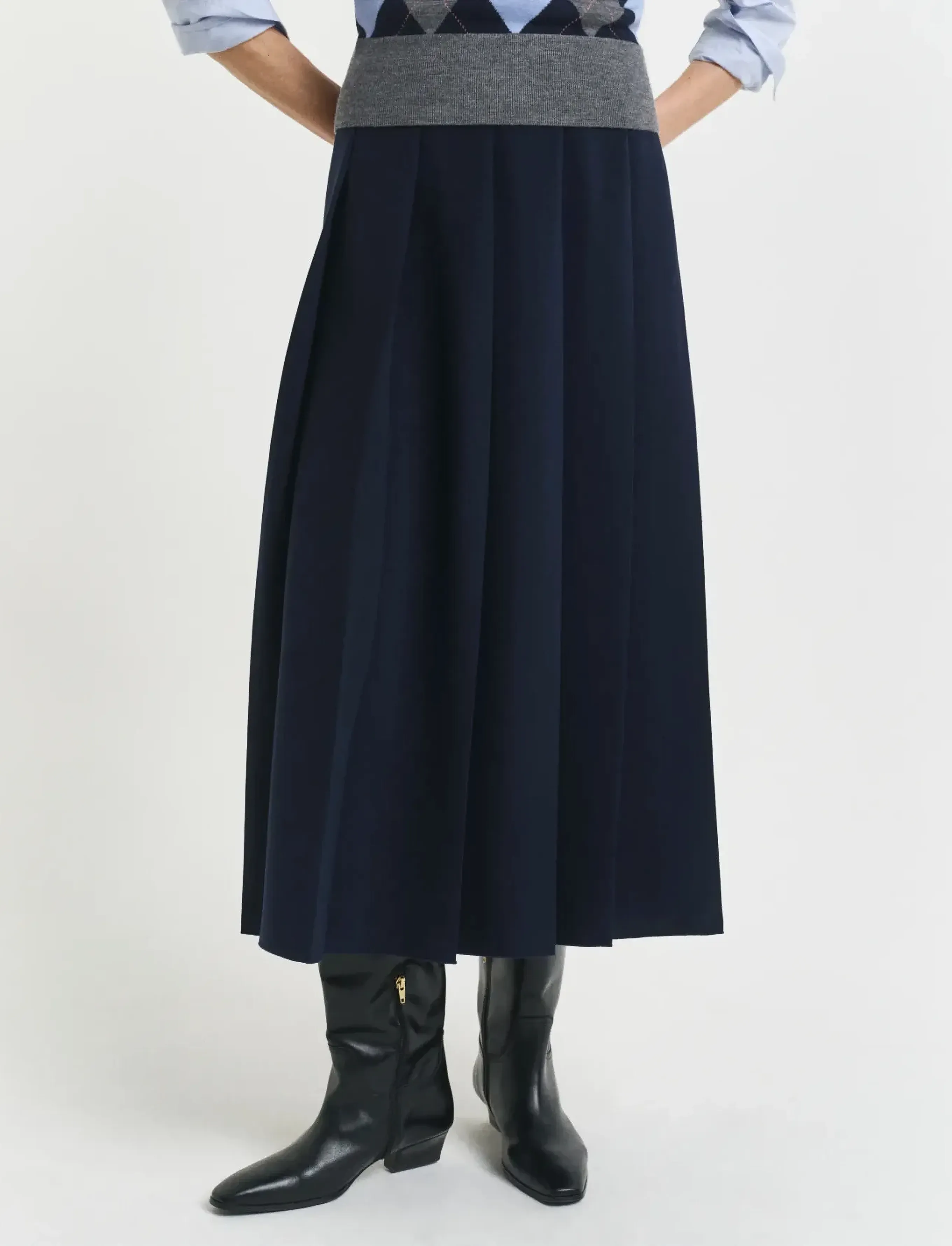 Gant - WIDE PLEATED MIDI SKIRT - vidutinio ilgio sijonai - evening blue - 3