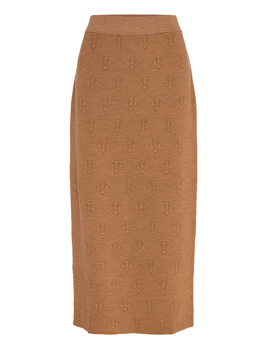 Gant - MONOGRAM KNIT SKIRT - midi skirts - whiskey brown - 0