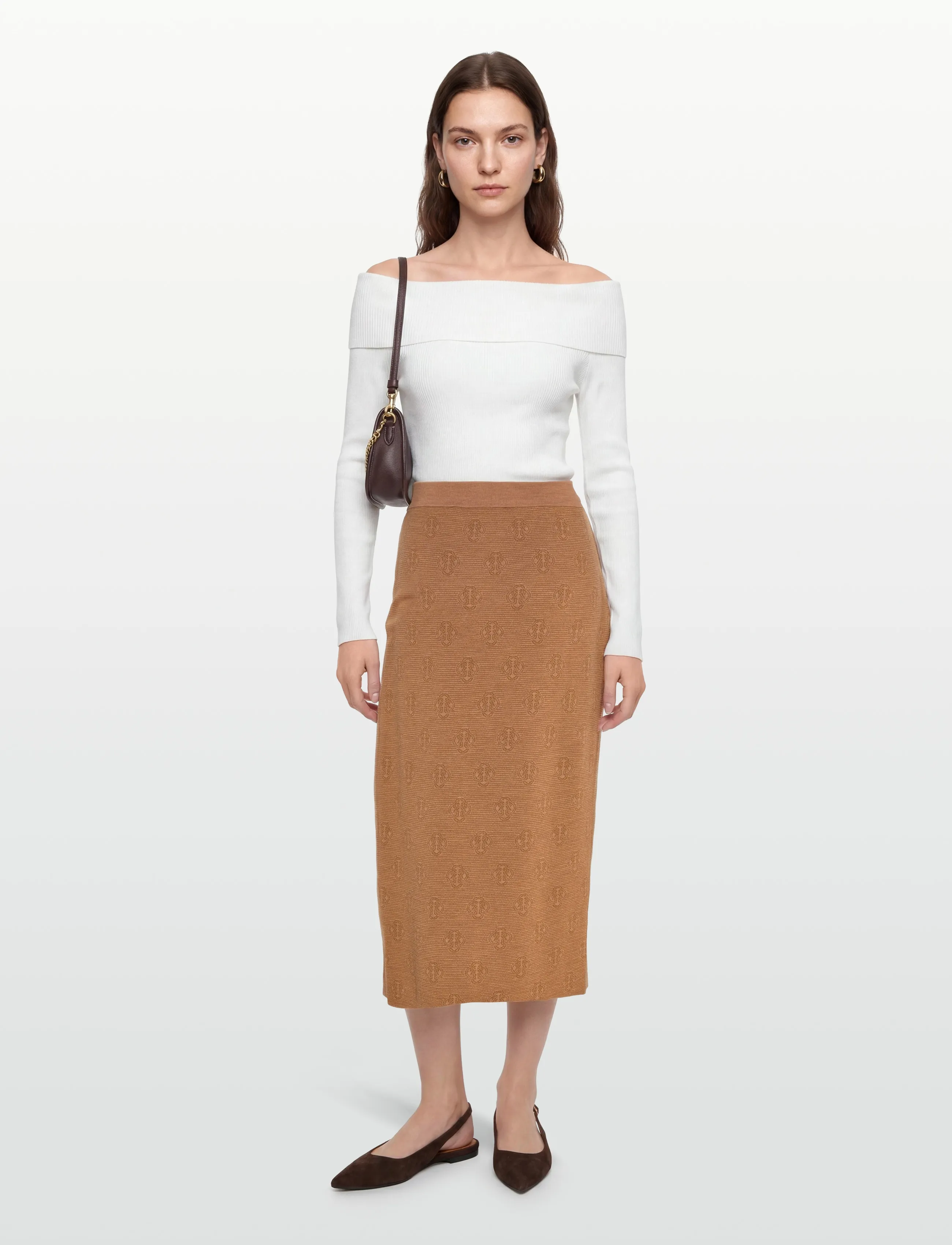 Gant - MONOGRAM KNIT SKIRT - strikkede nederdele - whiskey brown - 0