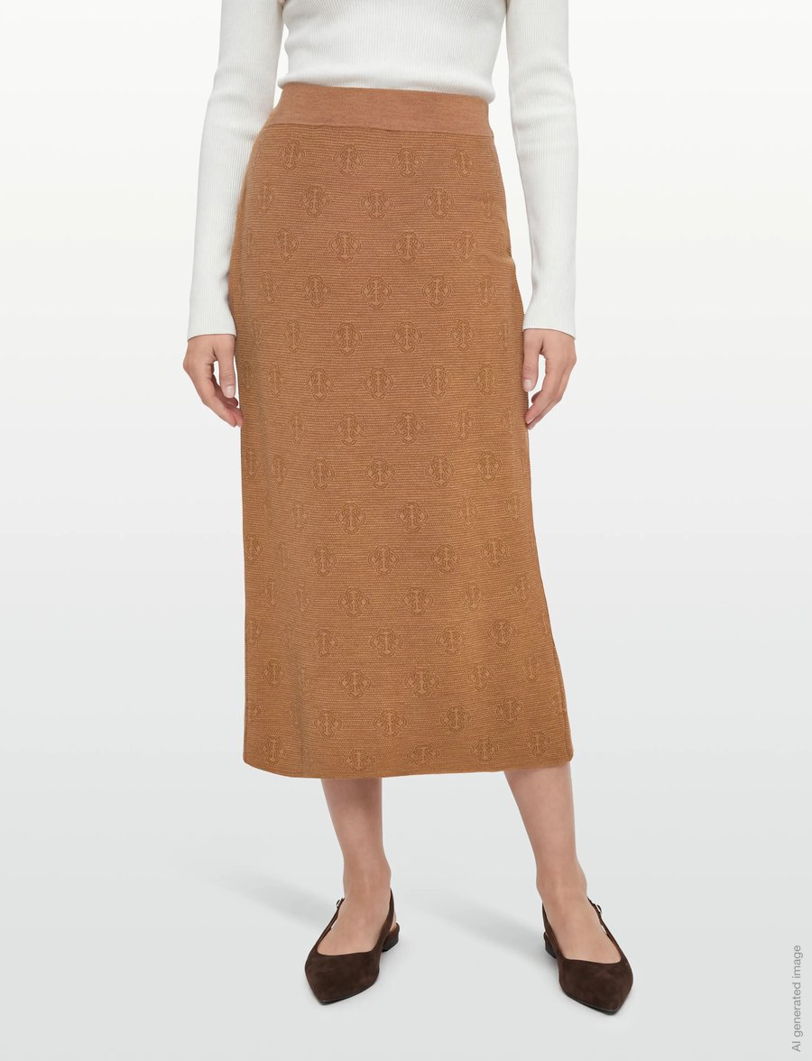 Gant - MONOGRAM KNIT SKIRT - strikkede nederdele - whiskey brown - 3