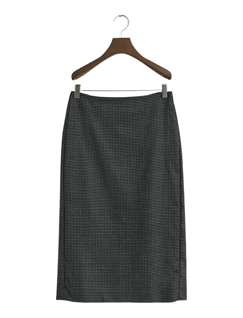 GANT - MIDI CHECKED WOOL PENCIL SKIRT - midi nederdele - charcoal melange - 1