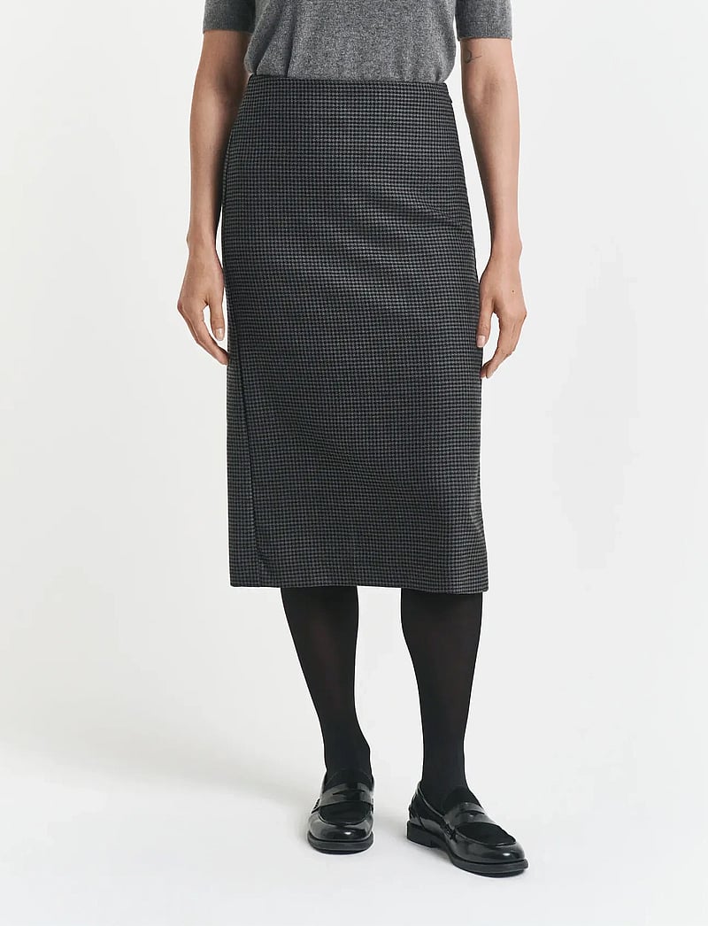 GANT - MIDI CHECKED WOOL PENCIL SKIRT - midi nederdele - charcoal melange - 3