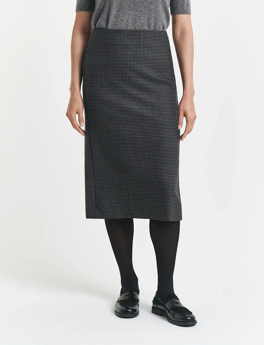 Gant - MIDI CHECKED WOOL PENCIL SKIRT - midi-röcke - charcoal melange - 3