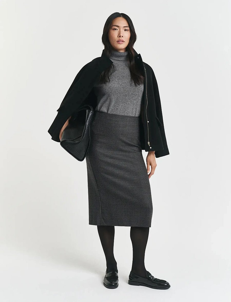 Gant - MIDI CHECKED WOOL PENCIL SKIRT - midi-röcke - charcoal melange - 4