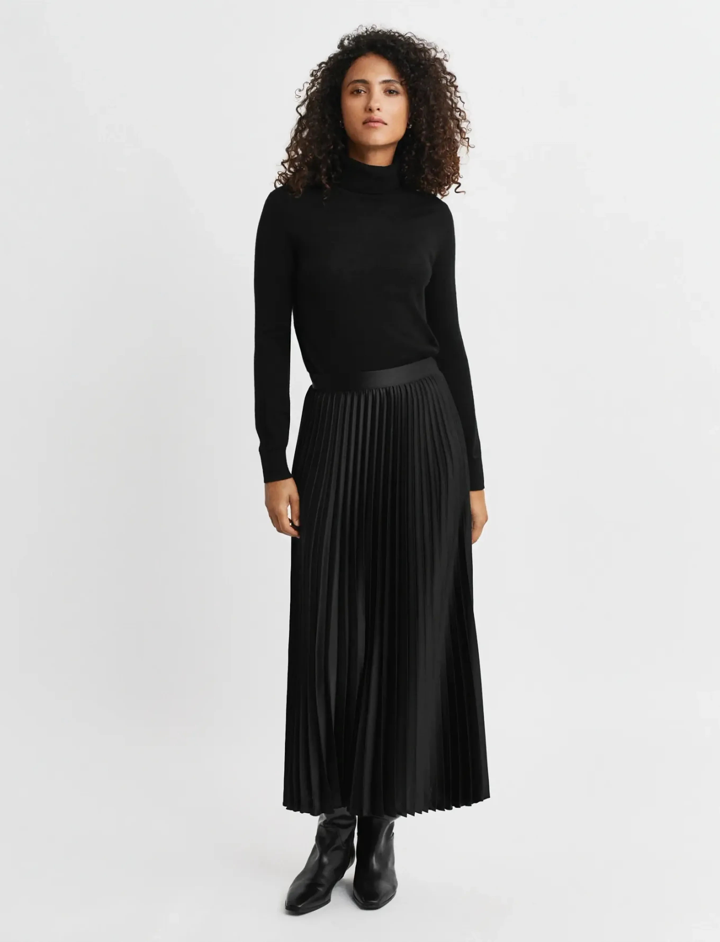 Gant Sateen Pleated Skirt, 42, Röcke, Schwarz - Frauen