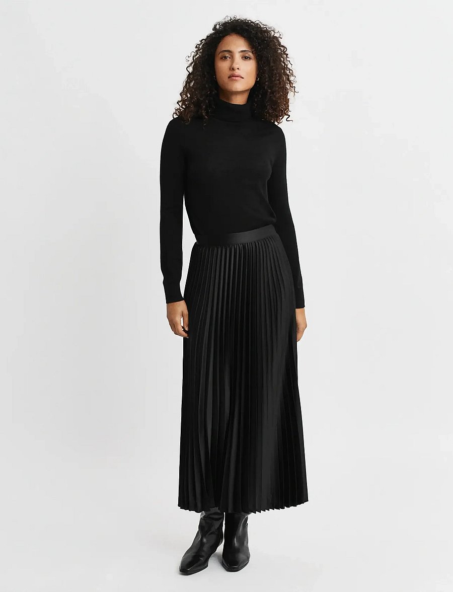 Gant - SATEEN PLEATED SKIRT - faltenröcke - black - 0