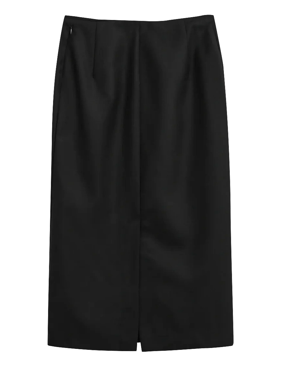 Gant - MIDI WOOL BLEND PENCIL SKIRT - midi-röcke - black - 1