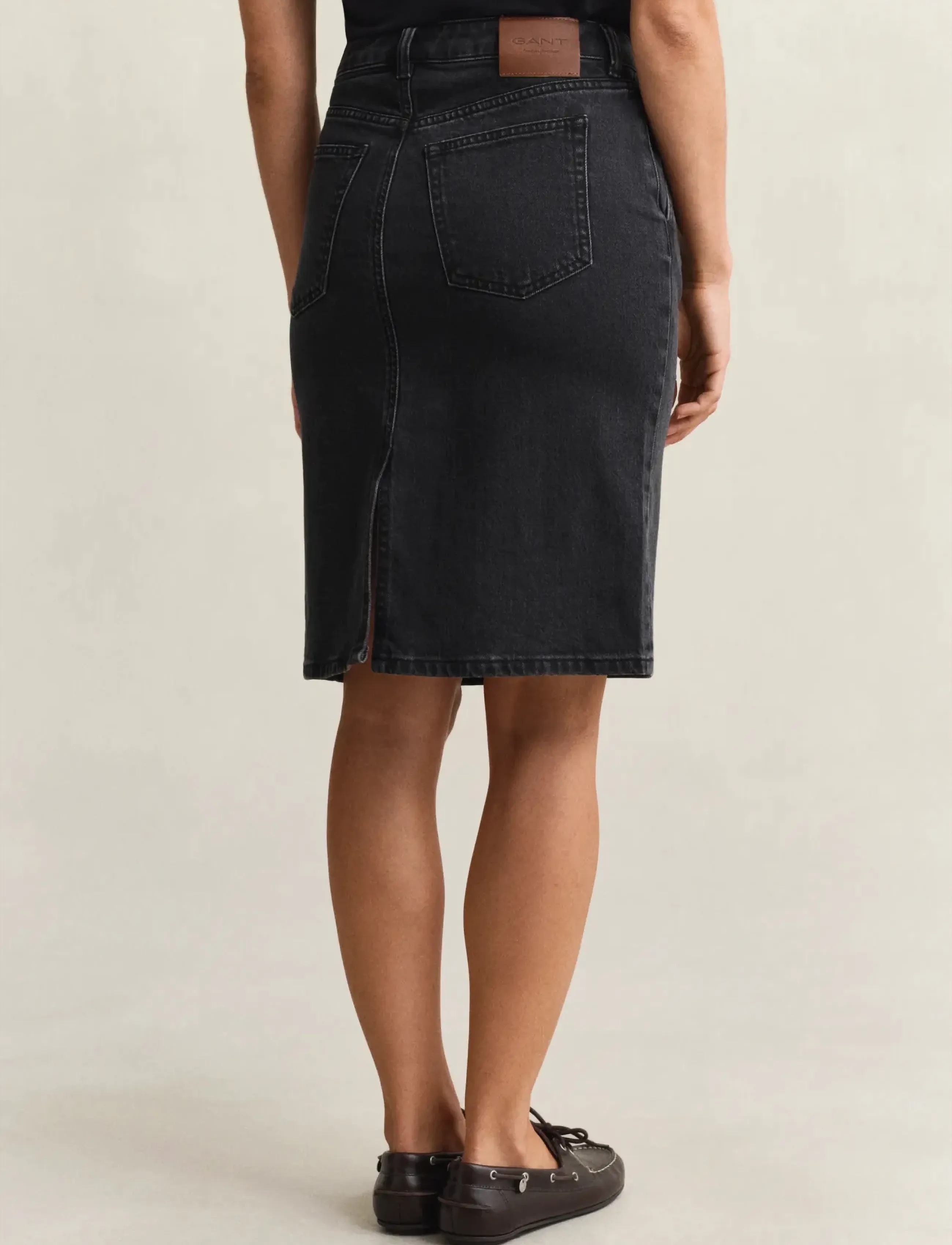 Gant - DENIM PENCIL SKIRT - denimnederdele - black worn in - 2