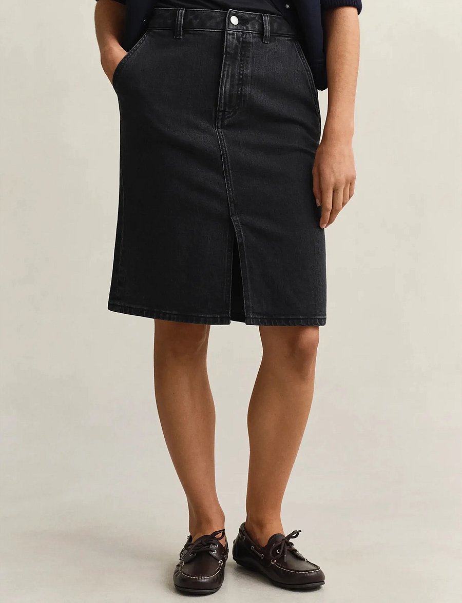 Gant - DENIM PENCIL SKIRT - denimnederdele - black worn in - 3