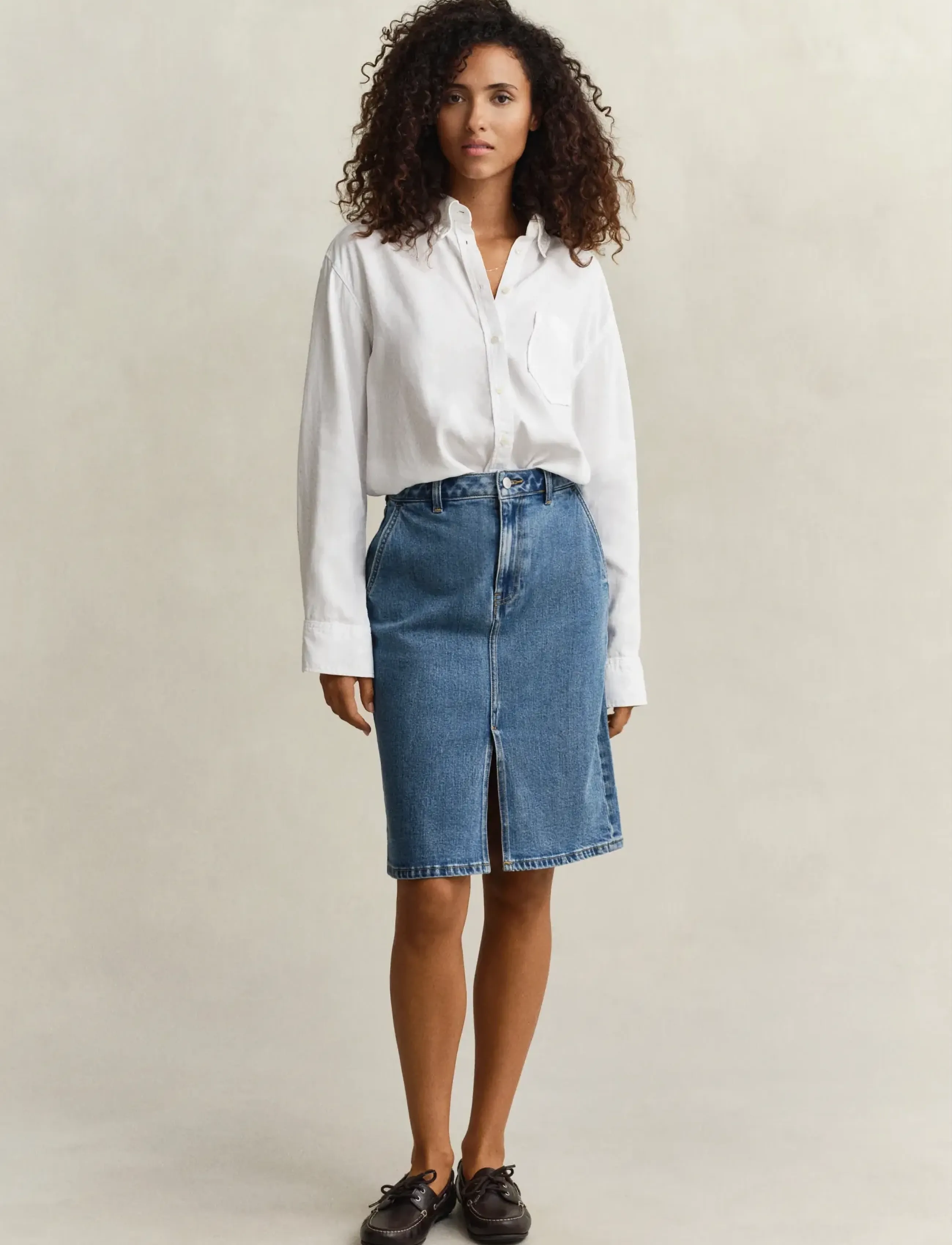 GANT DENIM PENCIL SKIRT - Jeansröcke - MID BLUE / blue