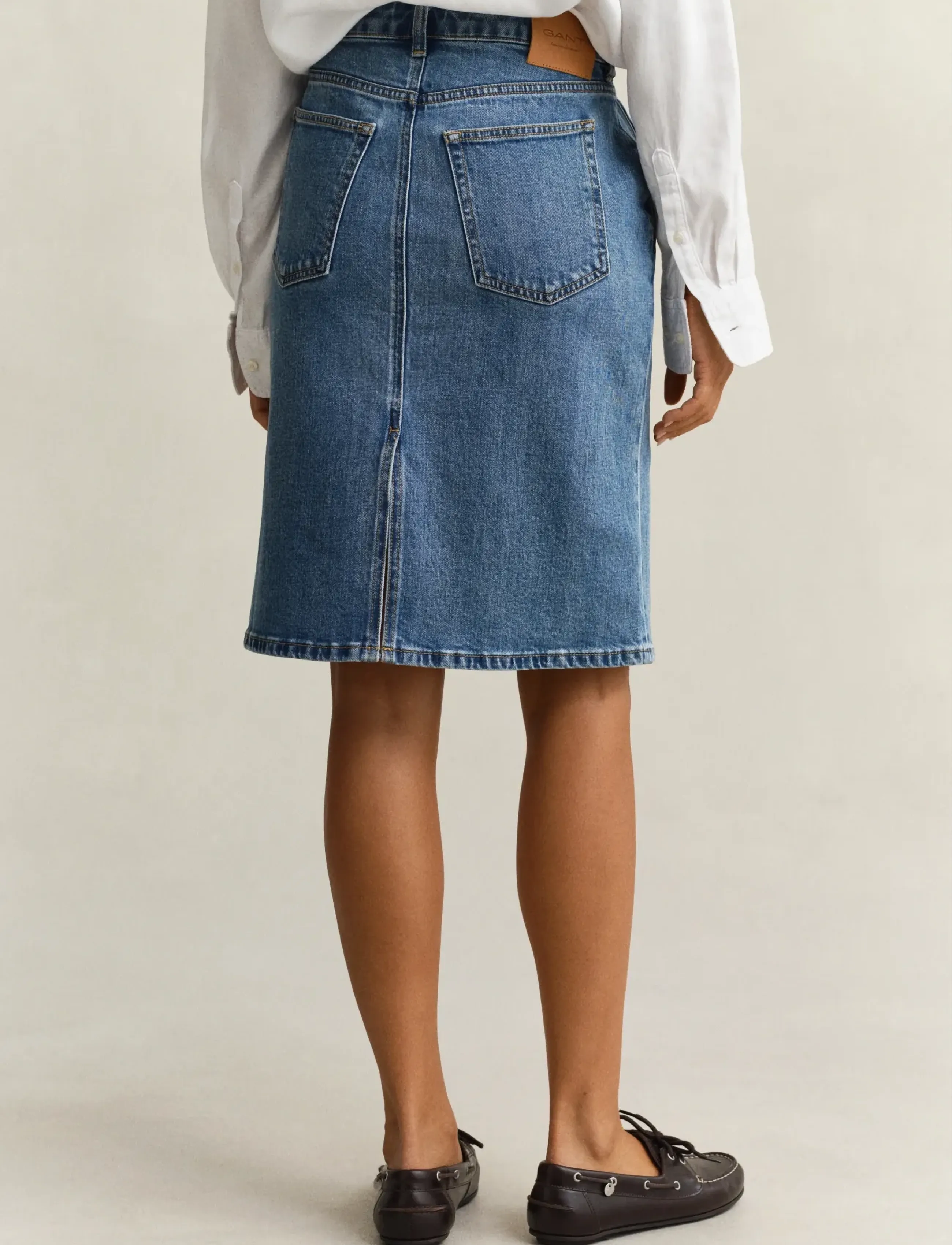 Gant - DENIM PENCIL SKIRT - denimnederdele - mid blue - 2