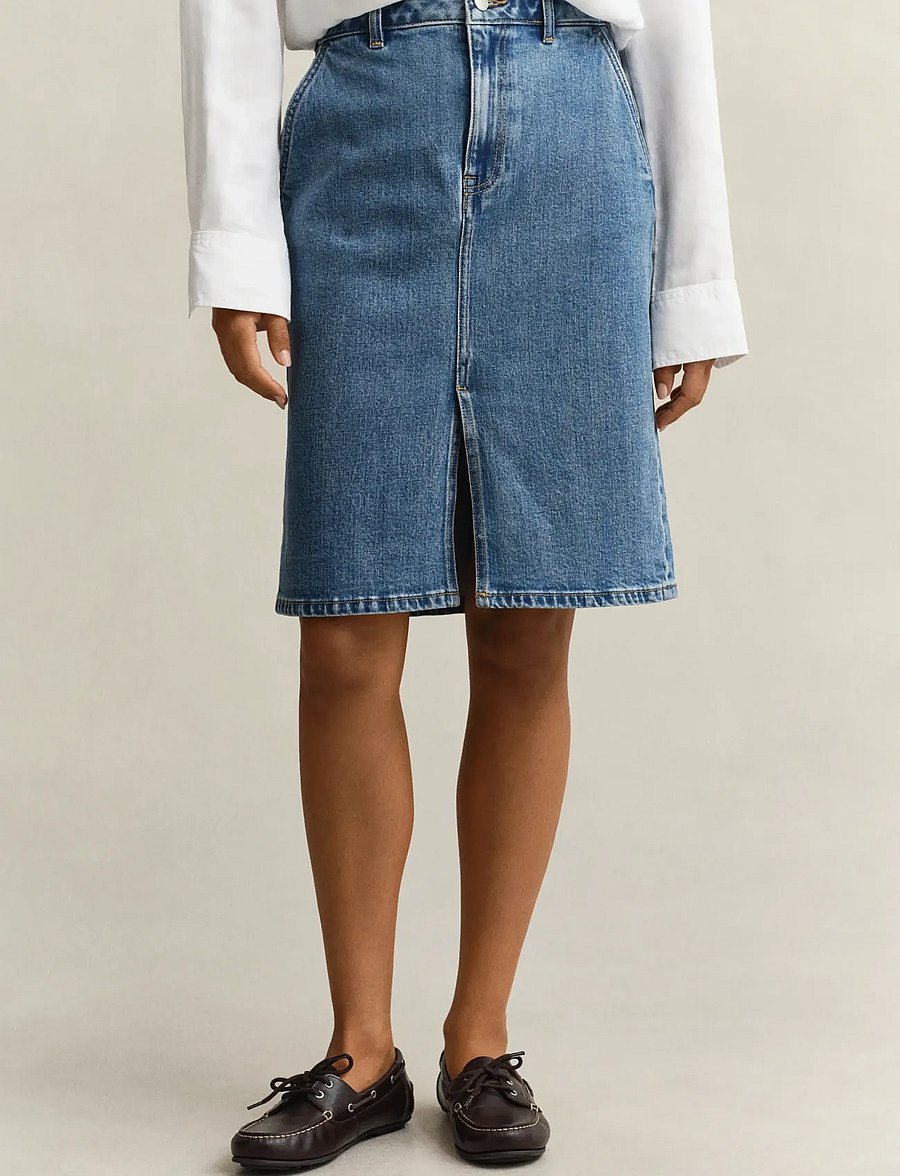 Gant - DENIM PENCIL SKIRT - denimnederdele - mid blue - 3