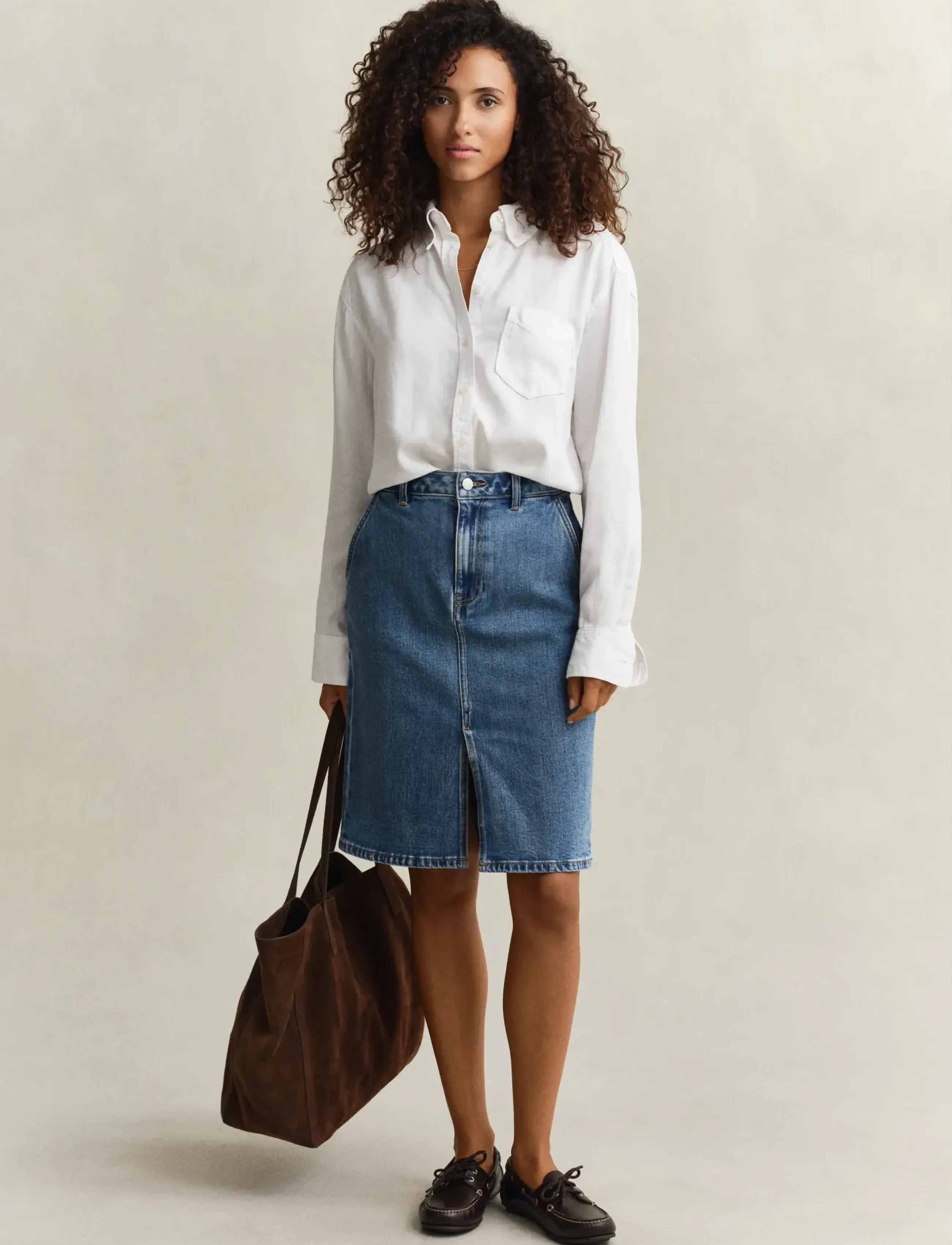 Gant - DENIM PENCIL SKIRT - denimnederdele - mid blue - 4