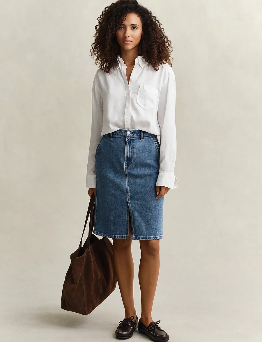 Gant - DENIM PENCIL SKIRT - denimnederdele - mid blue - 4