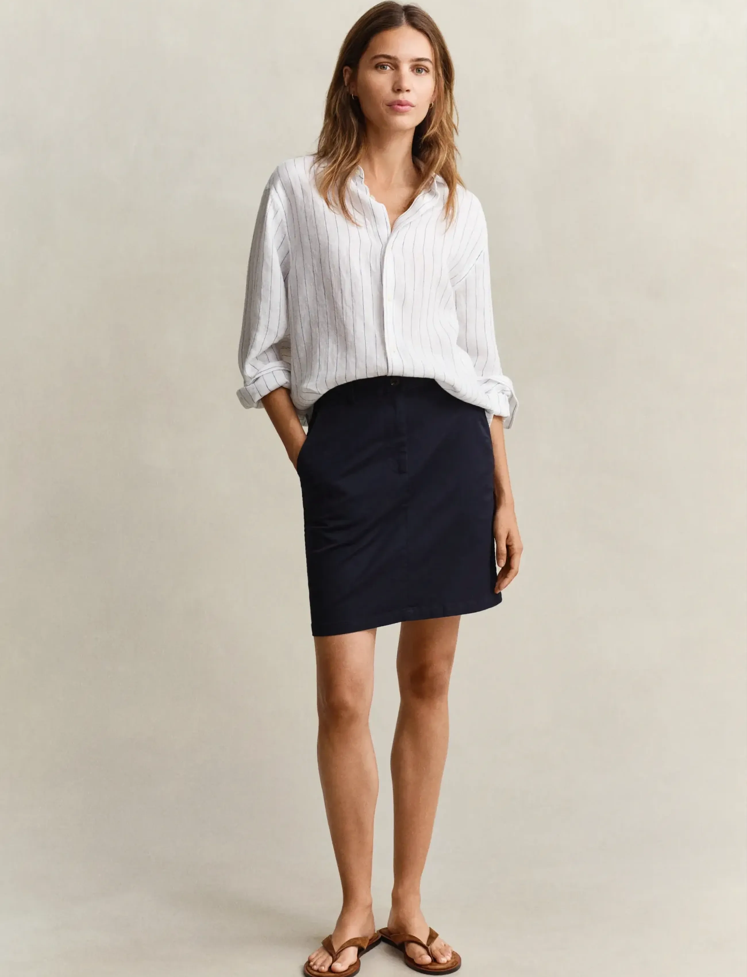 Gant Chino Skirt, 44, Navy, Nederdele > Korte Nederdele, Dame