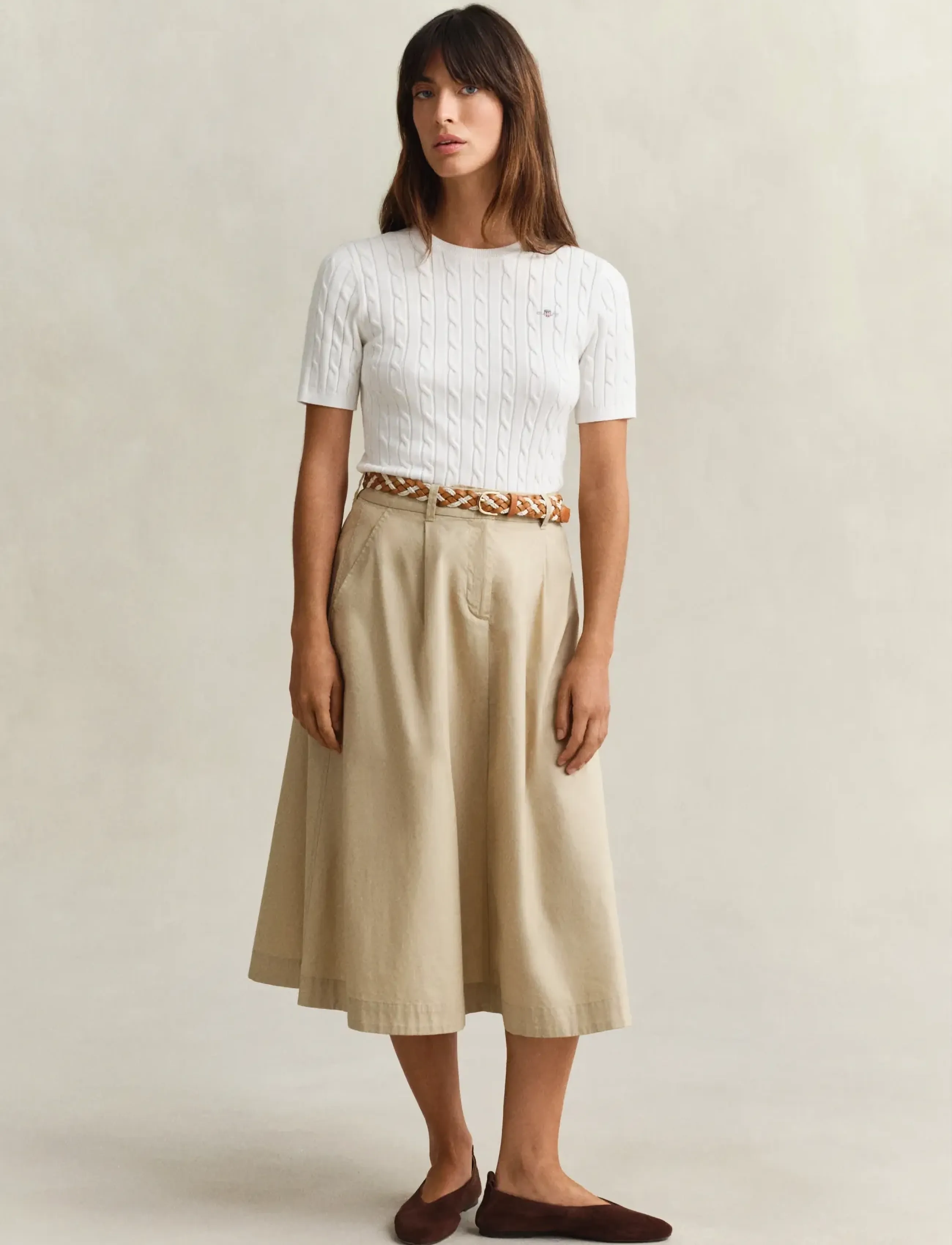 Gant LIGHTWEIGHT PLEATED CHINO SKIRT - Tøj - OAT BEIGE / beige