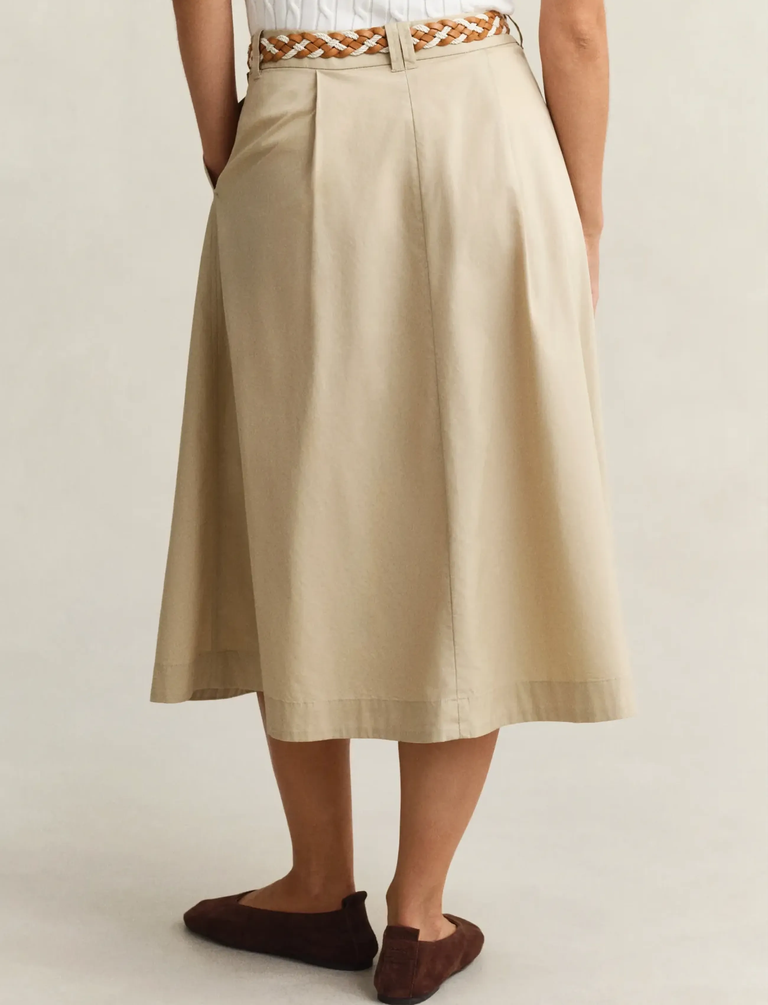 Gant - LIGHTWEIGHT PLEATED CHINO SKIRT - culottes - oat beige - 2