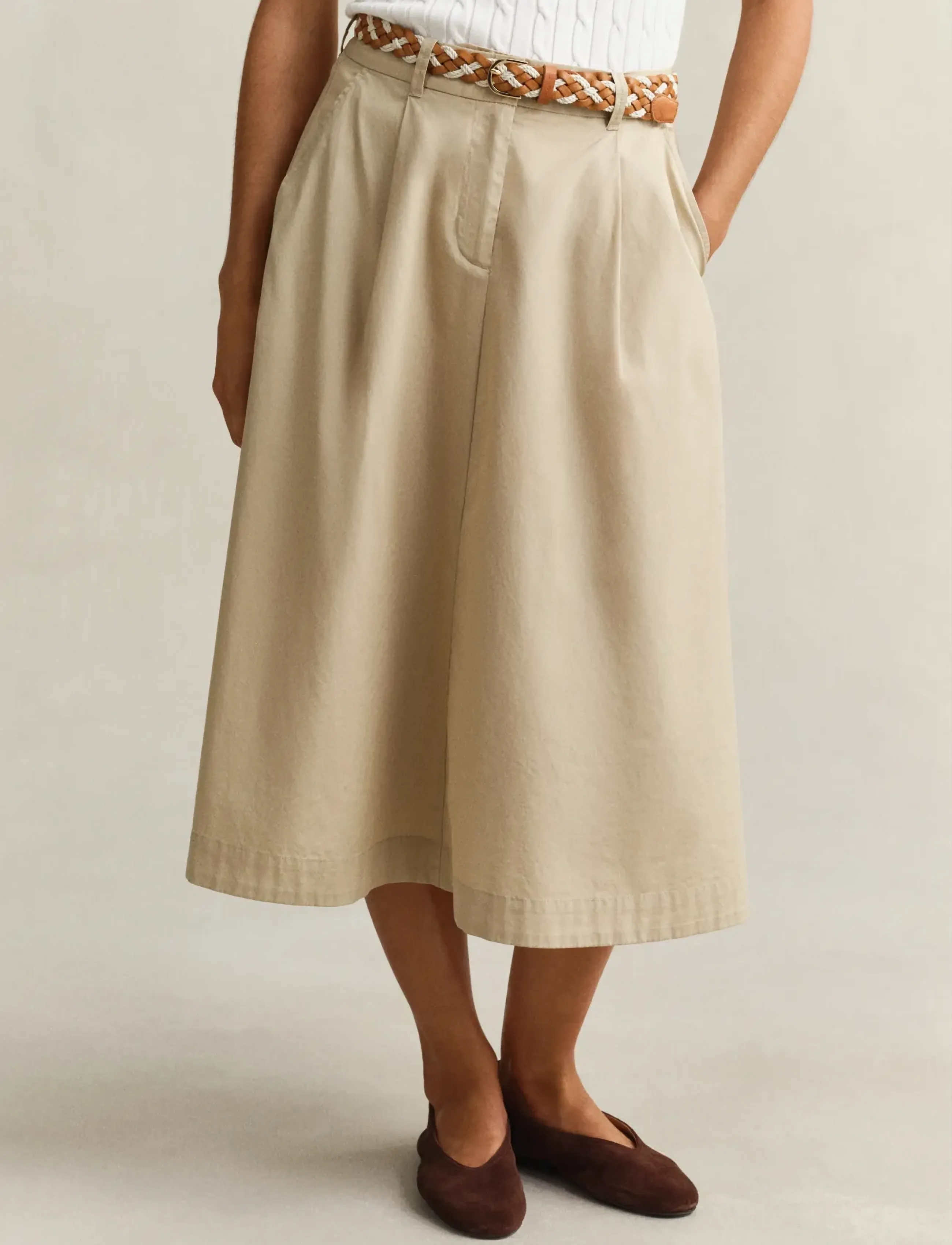 Gant - LIGHTWEIGHT PLEATED CHINO SKIRT - culottes - oat beige - 3