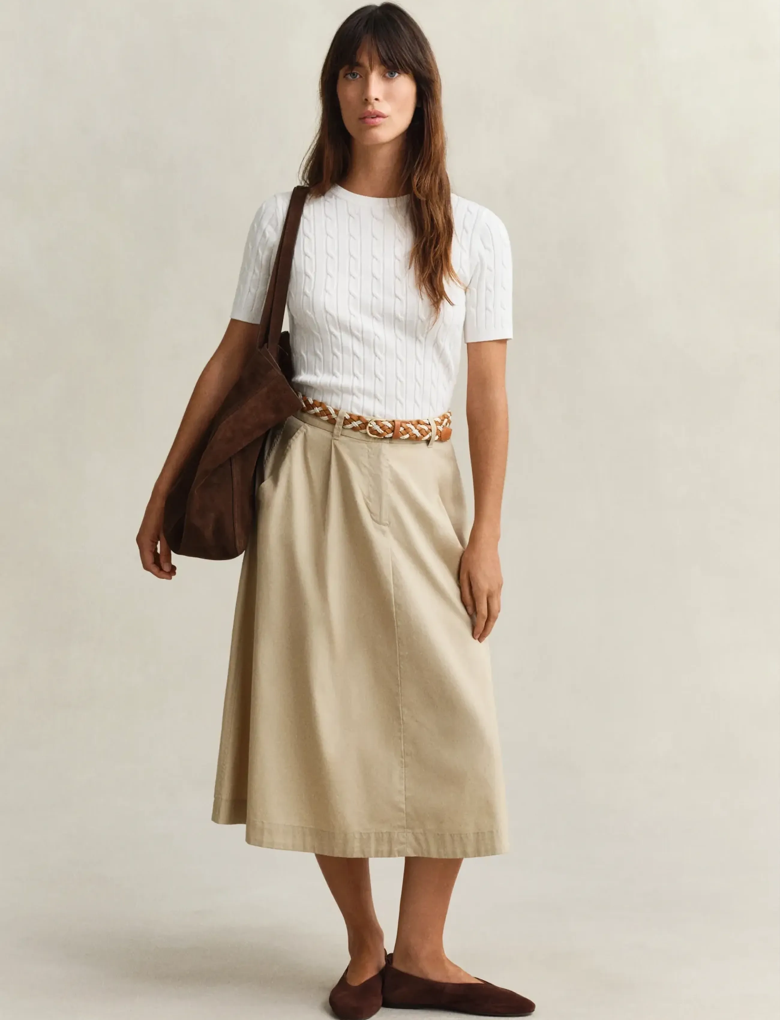 Gant - LIGHTWEIGHT PLEATED CHINO SKIRT - culottes - oat beige - 4