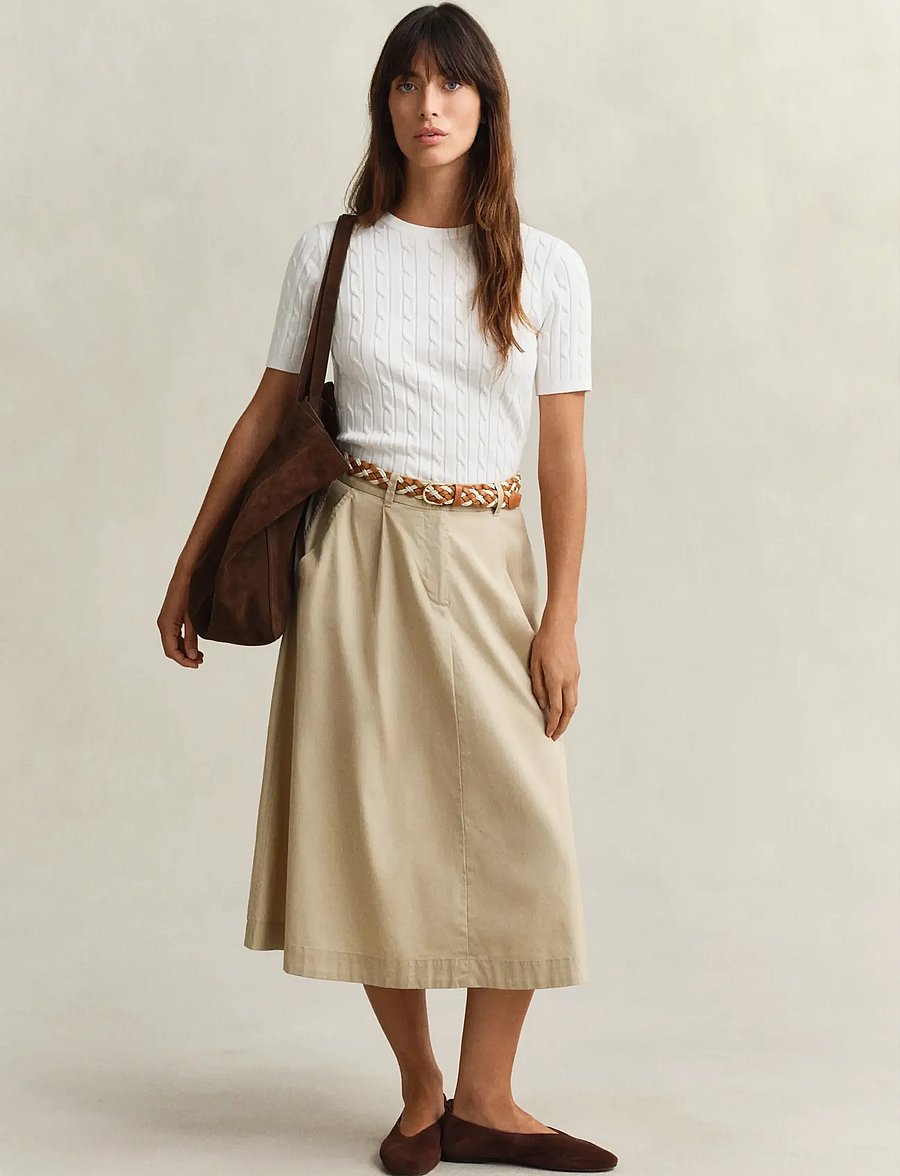Gant - LIGHTWEIGHT PLEATED CHINO SKIRT - culottes - oat beige - 4
