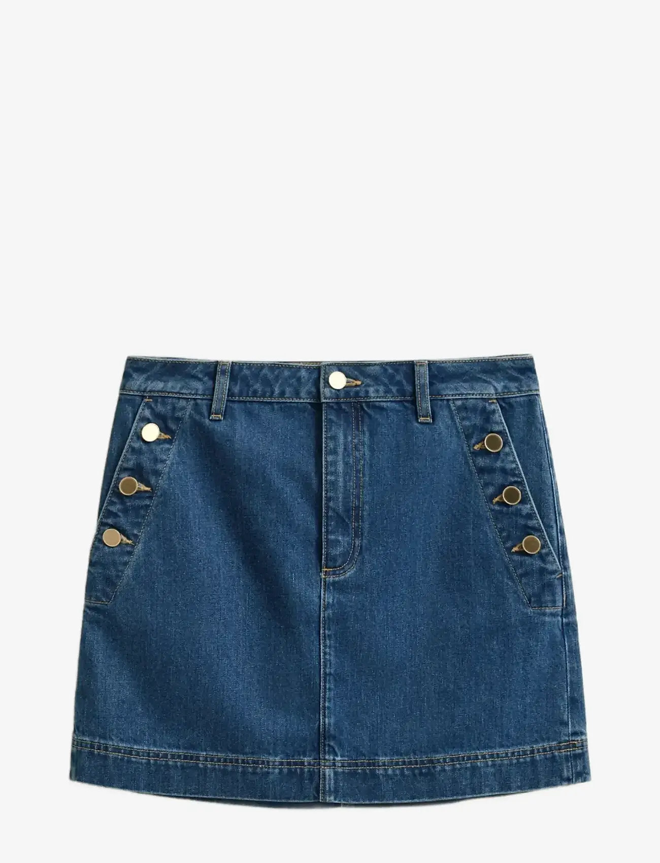 GANT - DENIM NAUTICAL MINI SKIRT - denim skirts - mid blue - 1