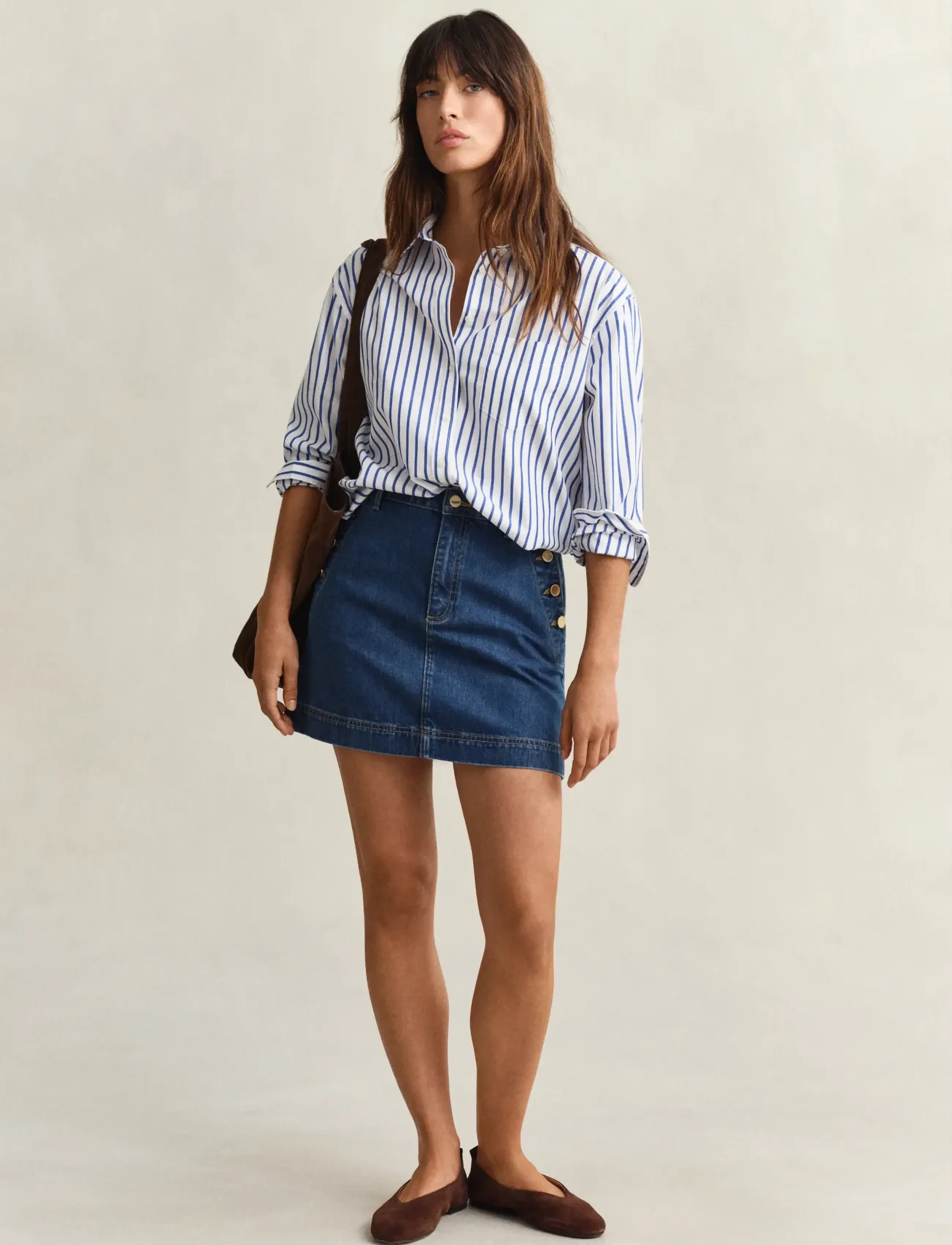 Gant Denim Nautical Mini Skirt, Kvinder, Nautisk Denim Mini Nederdel, Blå, Str: 42
