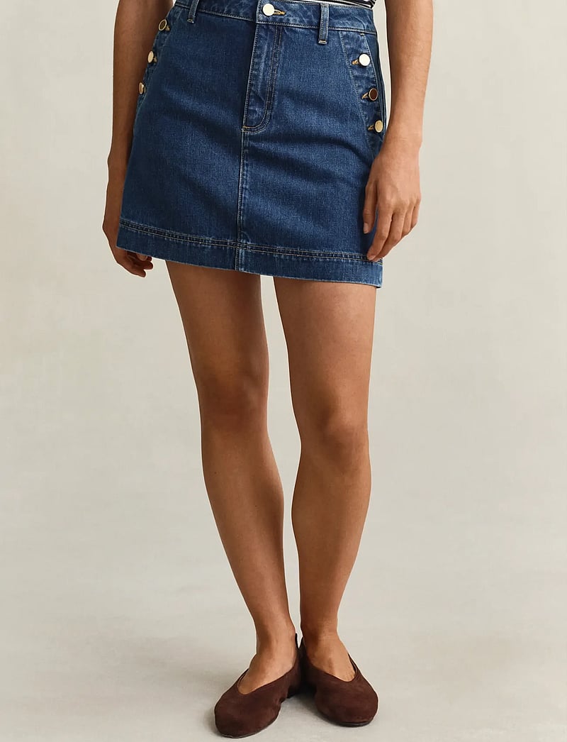 GANT - DENIM NAUTICAL MINI SKIRT - denim skirts - mid blue - 3