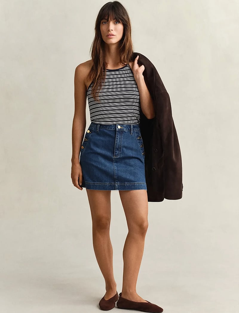 GANT - DENIM NAUTICAL MINI SKIRT - denim skirts - mid blue - 4