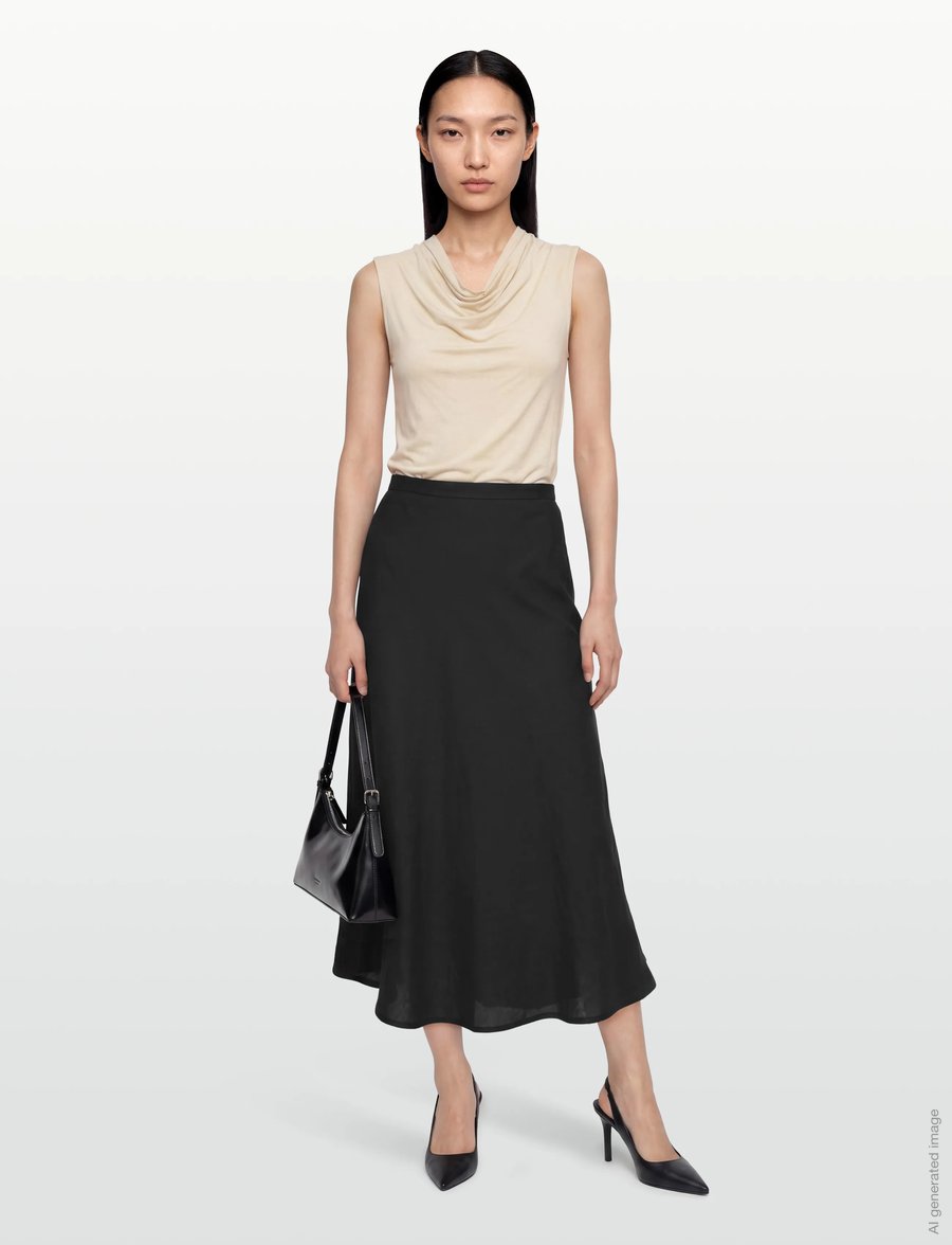 Gant - FLARED LINEN BLEND SKIRT - midi-röcke - black - 0