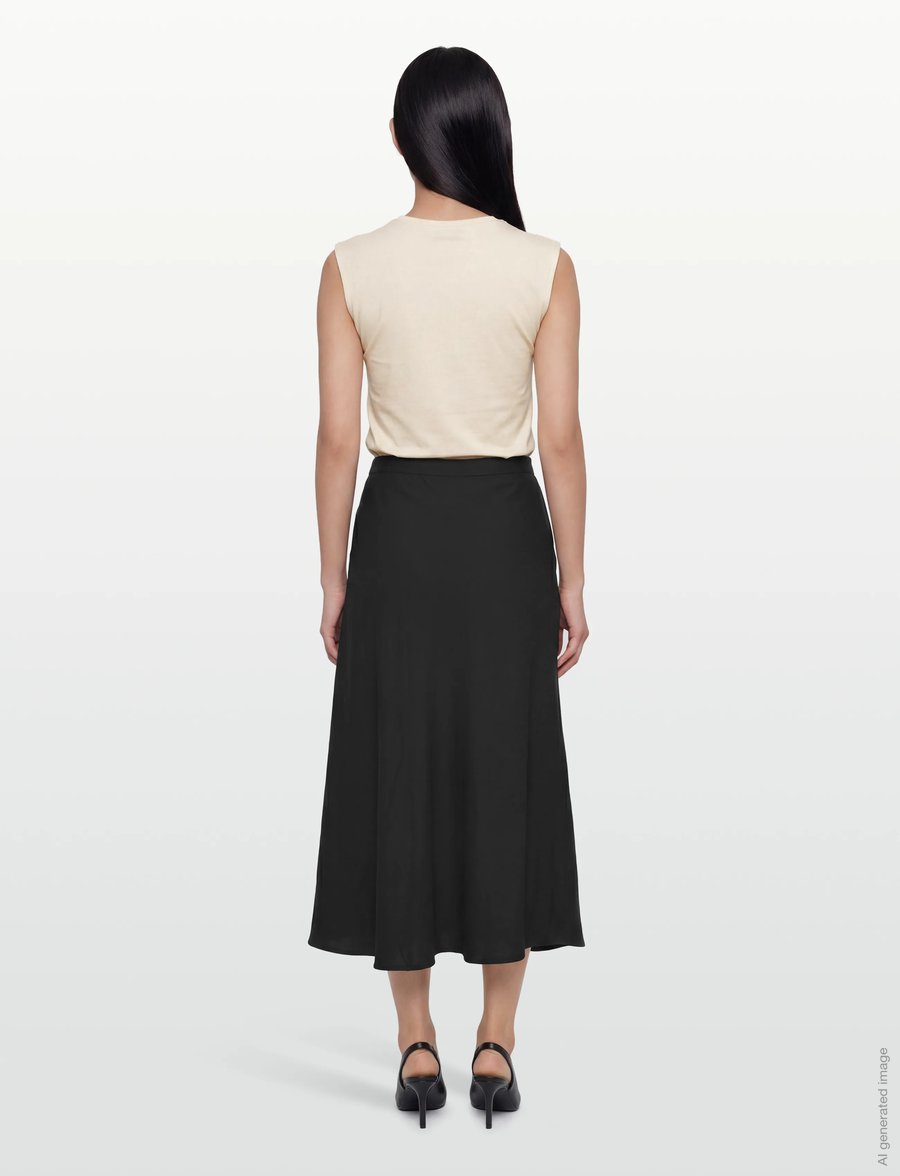 Gant - FLARED LINEN BLEND SKIRT - midi-röcke - black - 4