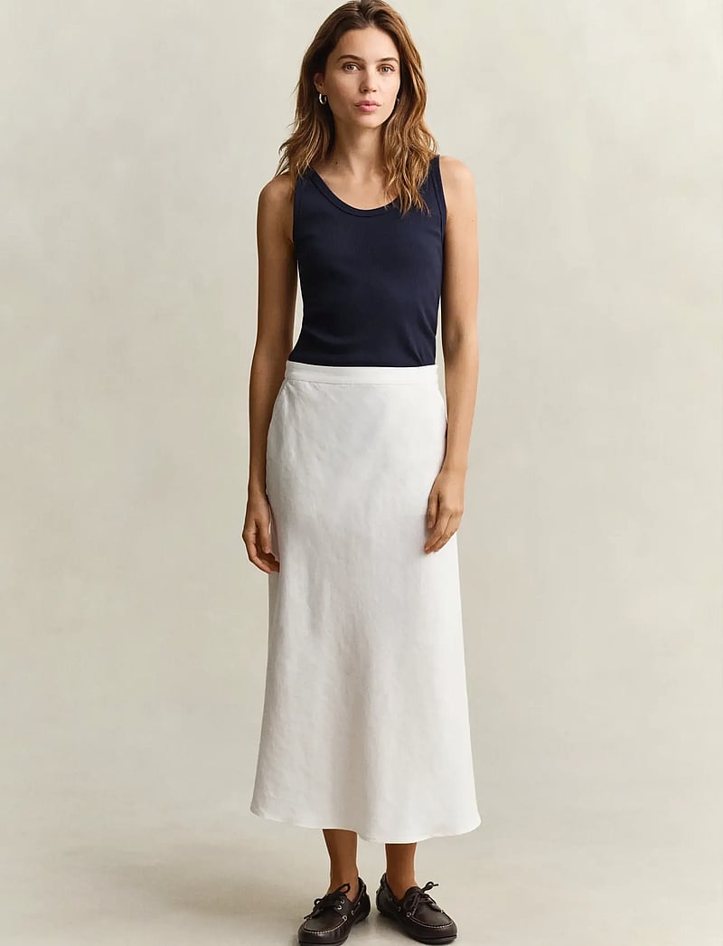GANT - FLARED LINEN BLEND SKIRT - midi-röcke - eggshell - 0