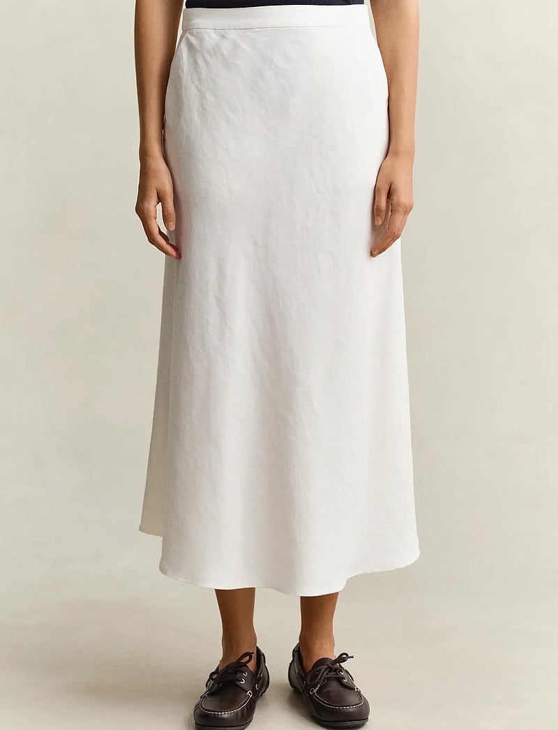 GANT - FLARED LINEN BLEND SKIRT - midi-röcke - eggshell - 3
