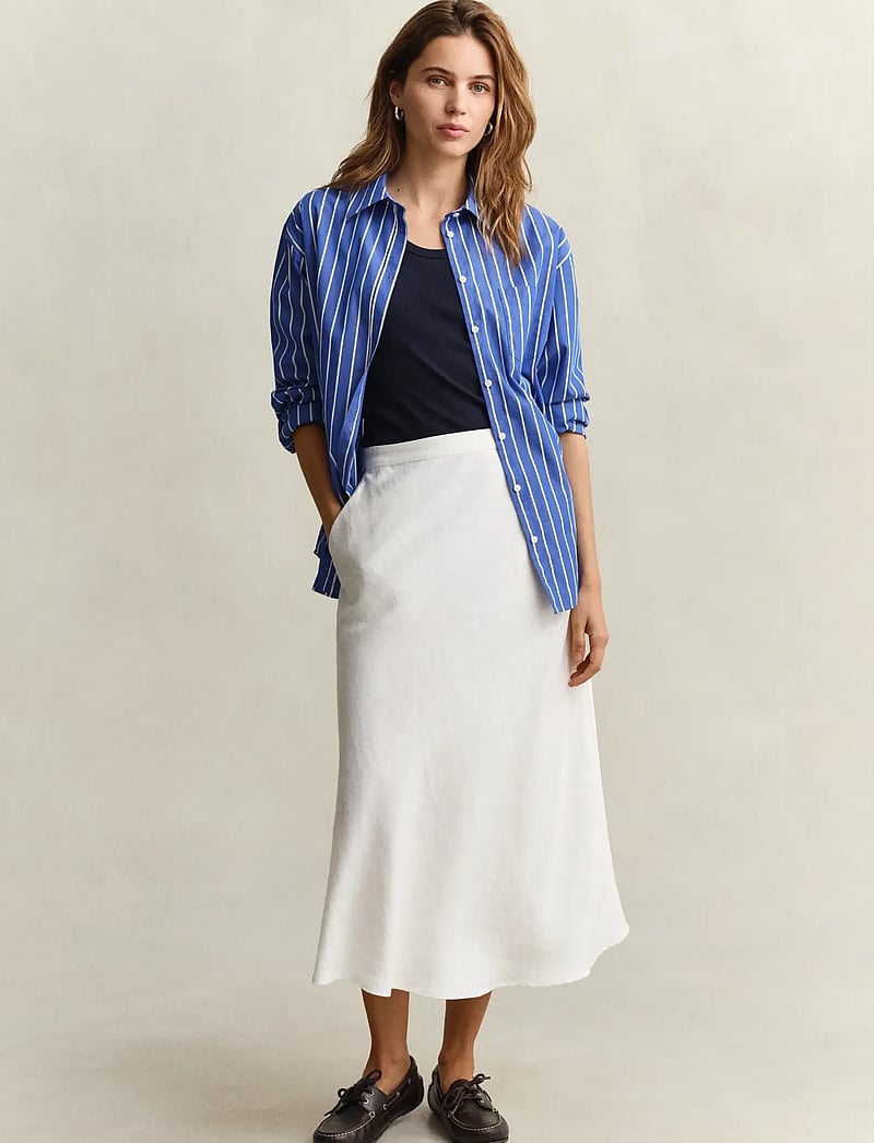 GANT - FLARED LINEN BLEND SKIRT - midi-röcke - eggshell - 4