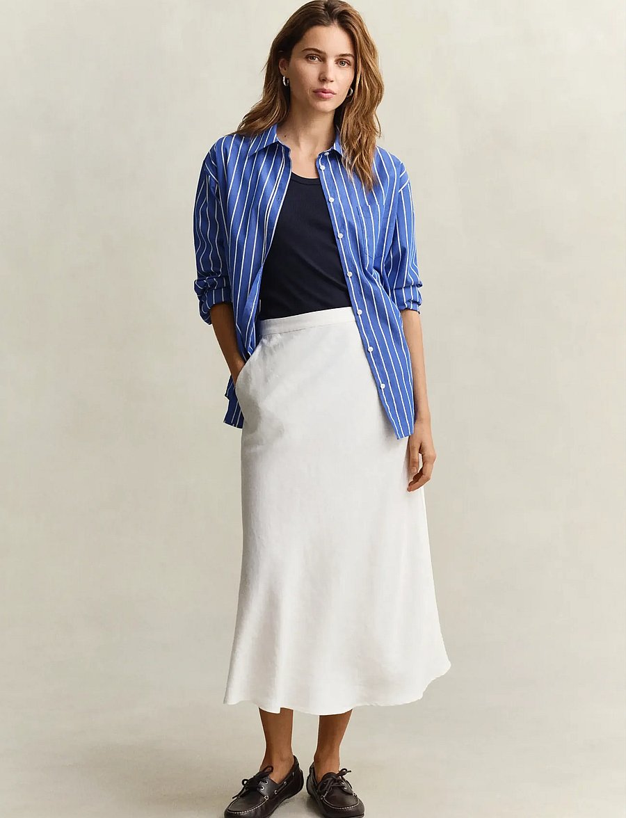 Gant - FLARED LINEN BLEND SKIRT - midi-röcke - eggshell - 4