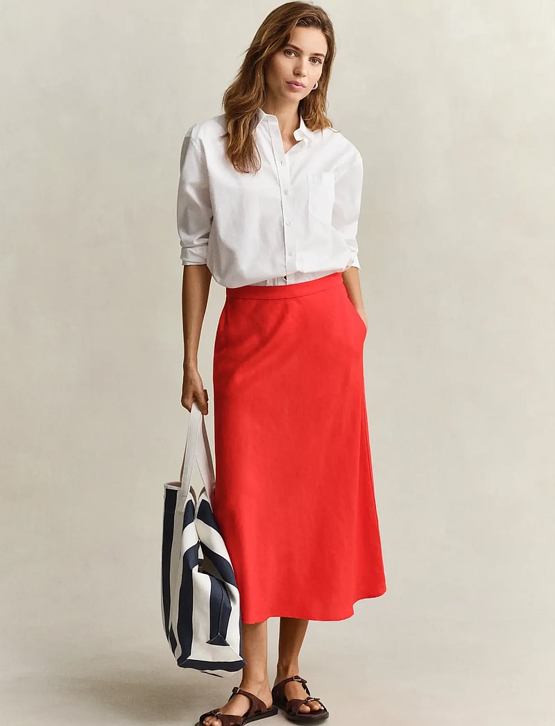 Gant - FLARED LINEN BLEND SKIRT - midi nederdele - perfect red - 4