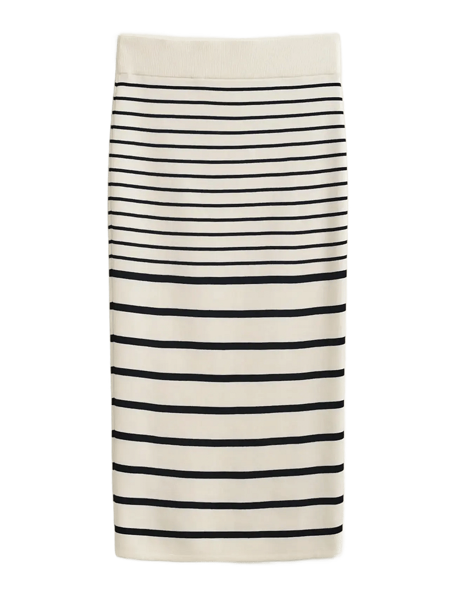 Gant - STRIPED PENCIL KNIT SKIRT - strickröcke - eggshell - 1