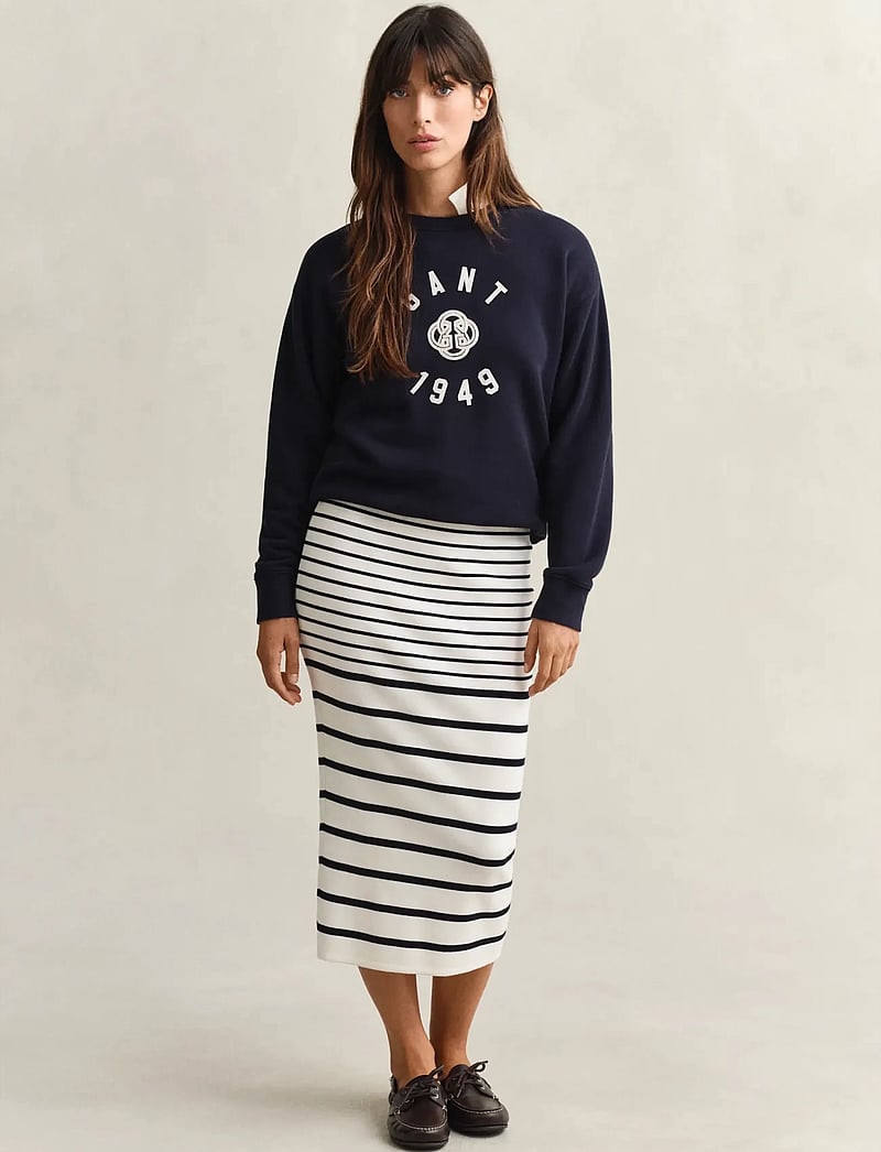 GANT - STRIPED PENCIL KNIT SKIRT - gebreide rokken - eggshell - 0