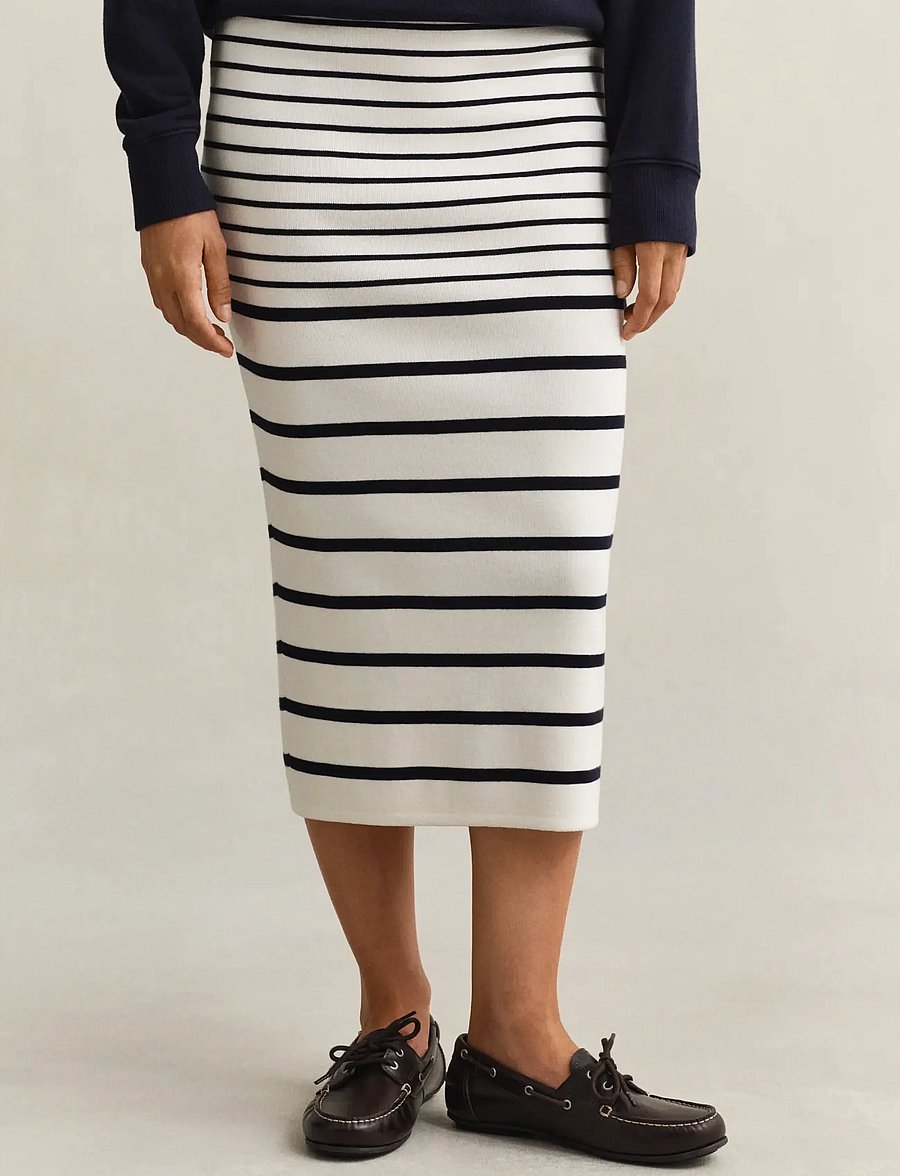 Gant - STRIPED PENCIL KNIT SKIRT - strickröcke - eggshell - 3