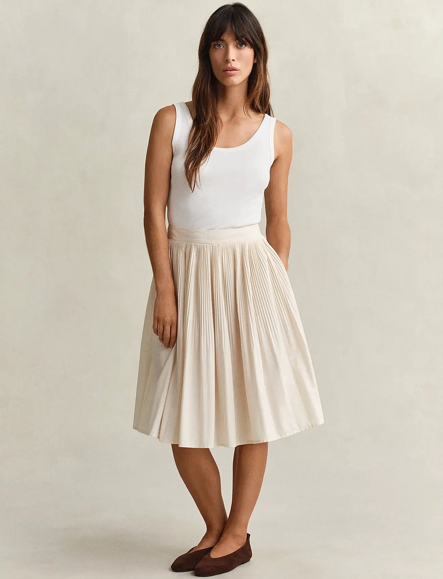 Gant - CTN PLEATED SKIRT - faltenröcke - creamed white - 0