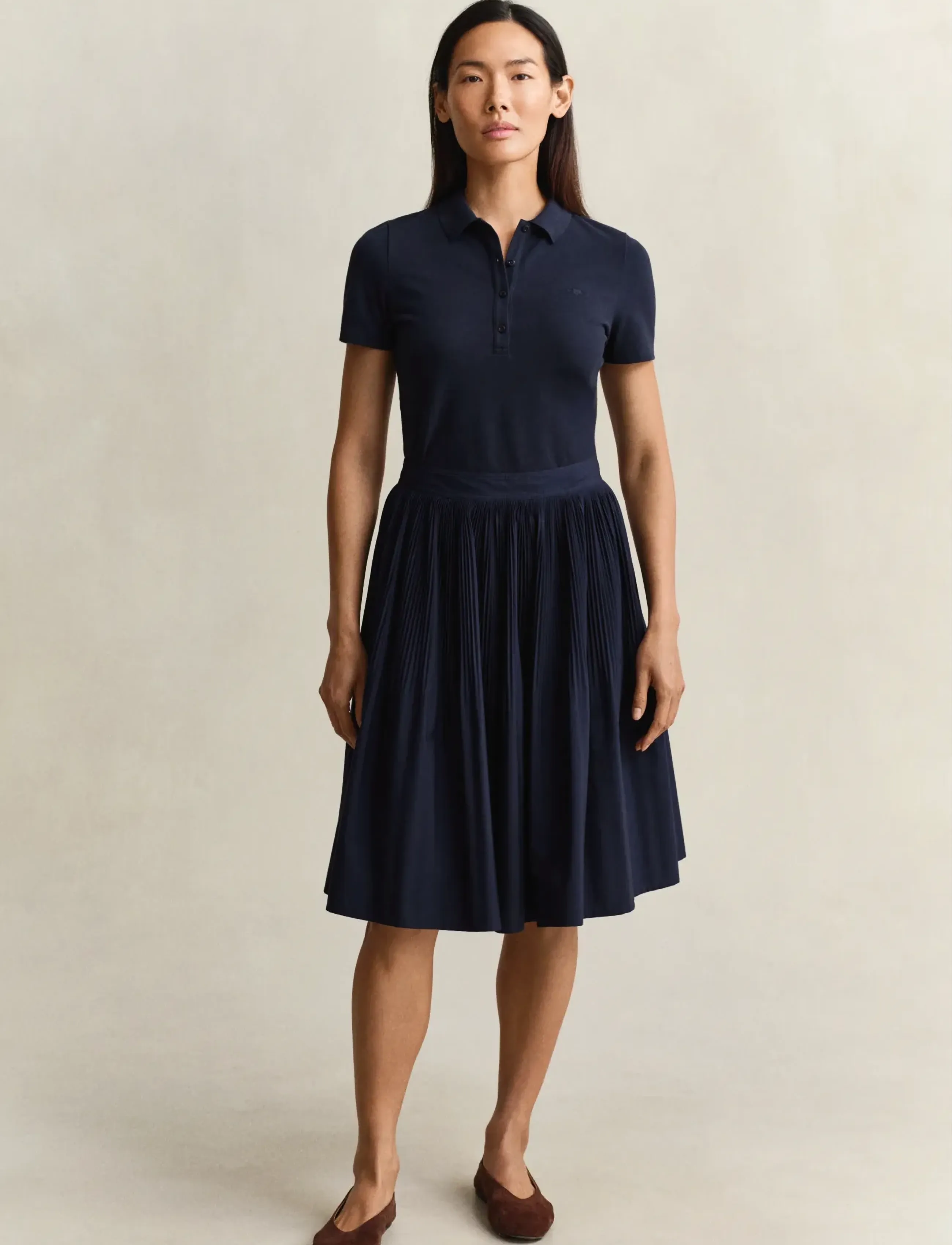 Gant CTN PLEATED SKIRT - Seelikud - EVENING BLUE / navy