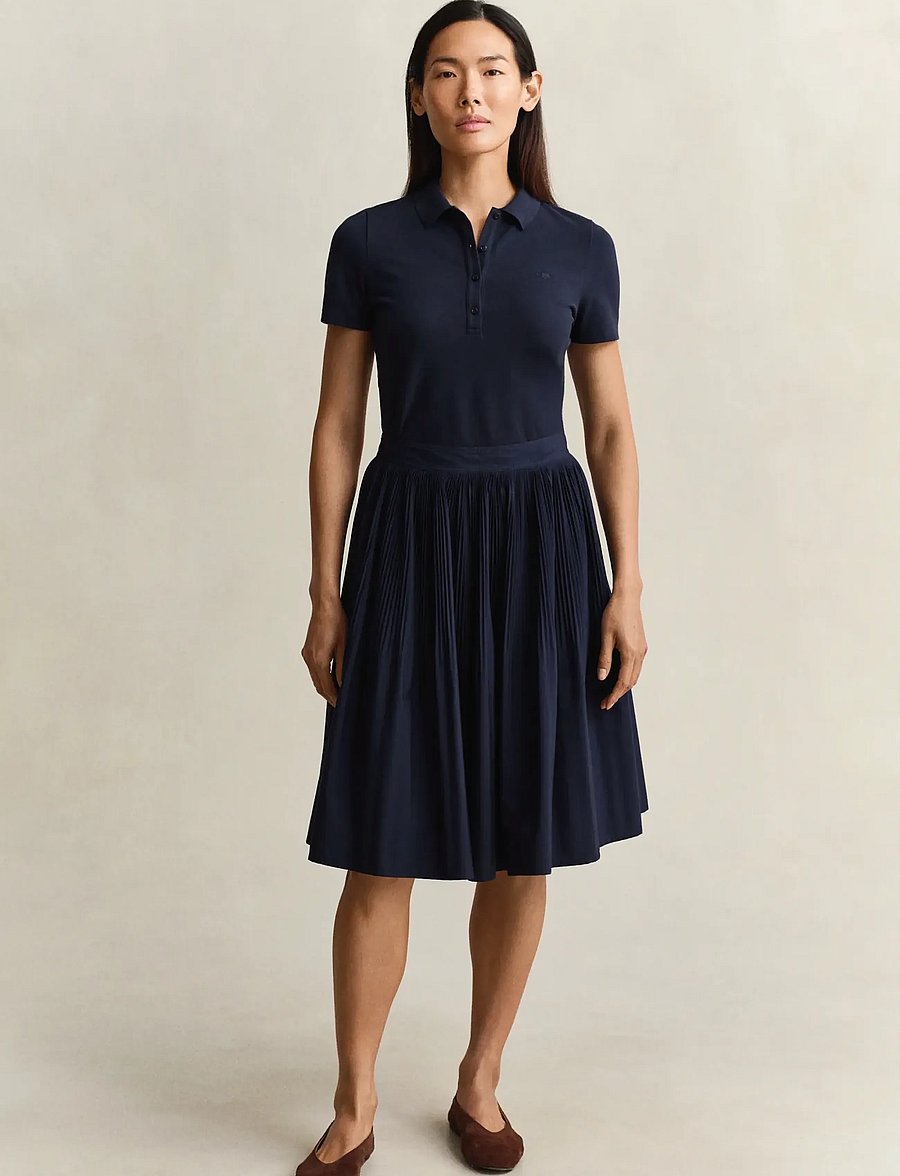 Gant - CTN PLEATED SKIRT - faltenröcke - evening blue - 0